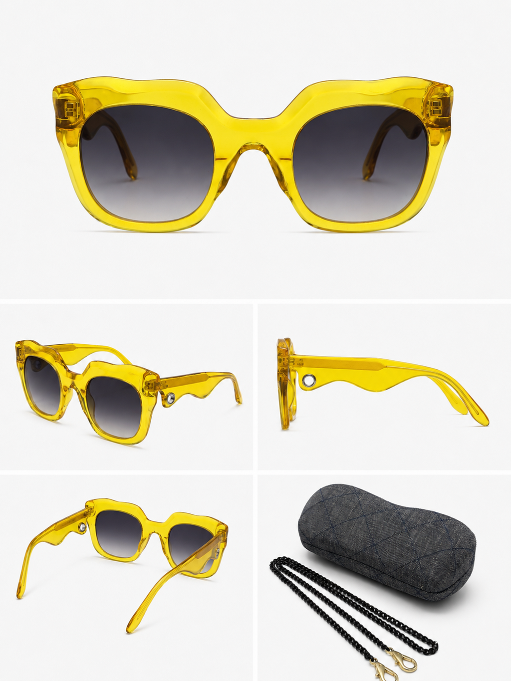 Laurence D‘Ari Yellow Sunglasses with Chain