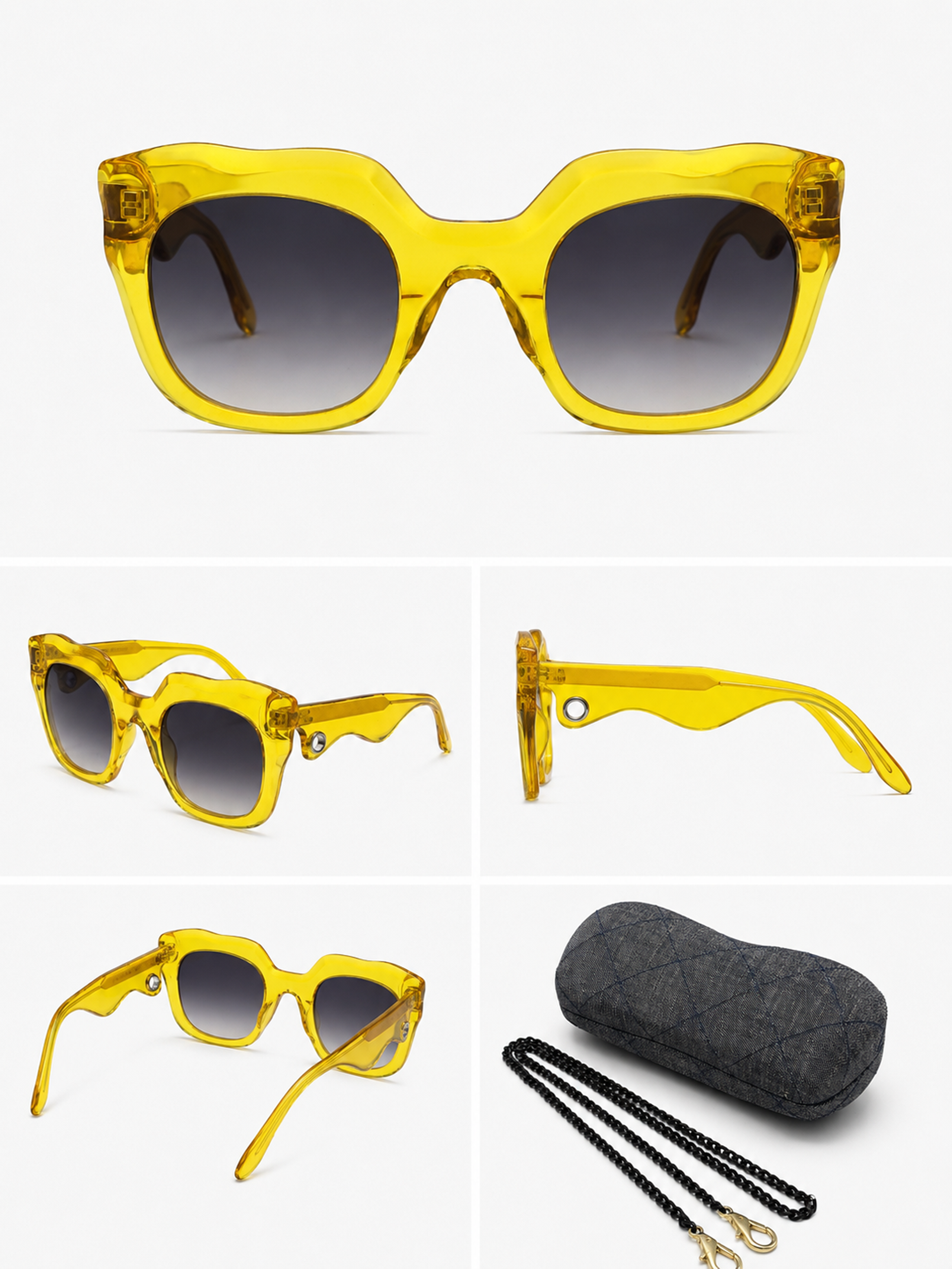 Laurence D‘Ari Yellow Sunglasses with Chain
