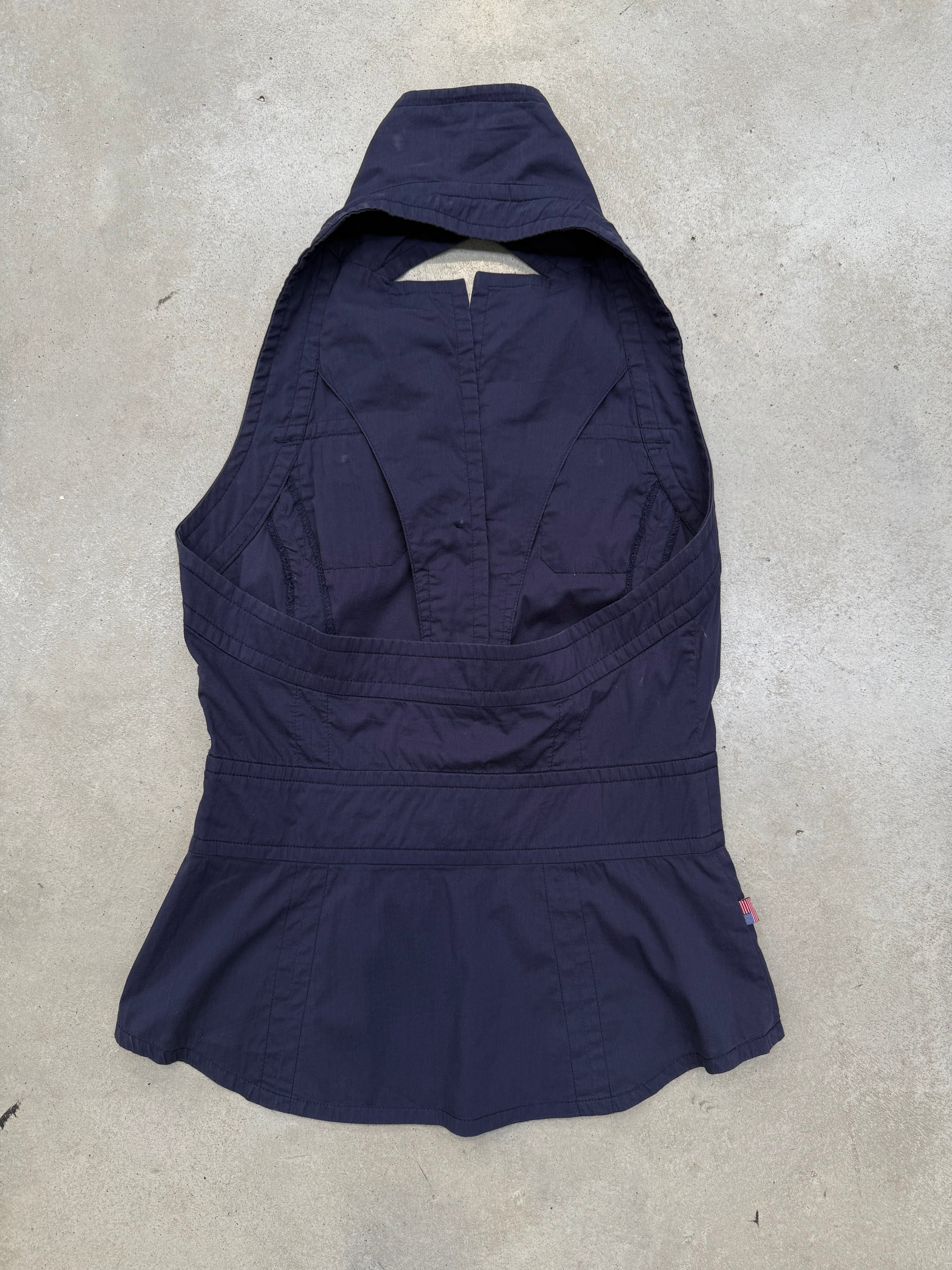 Vintage Blauer Dark Blue Neckholder Top S