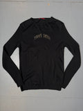 Vintage Angel Devil Black Sweater with Gold Details für Damen. Y2K Secondhand 2000s Fashion.