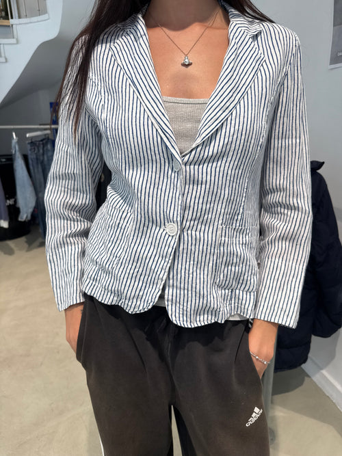 Vintage Striped Blazer für Damen. Y2K Second Hand 2000s Fashion.