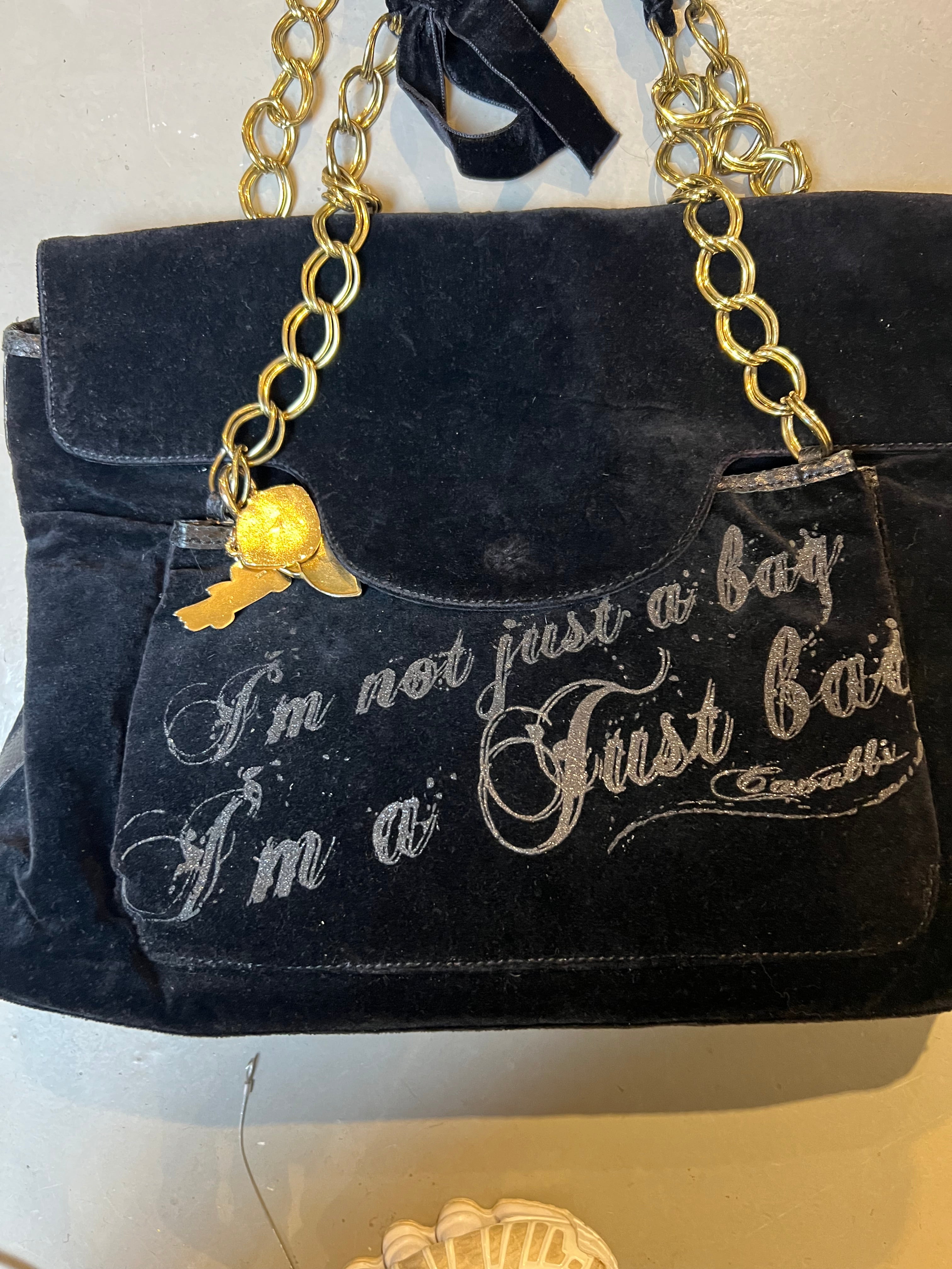 Vintage Just Cavalli Black Velvet Bag