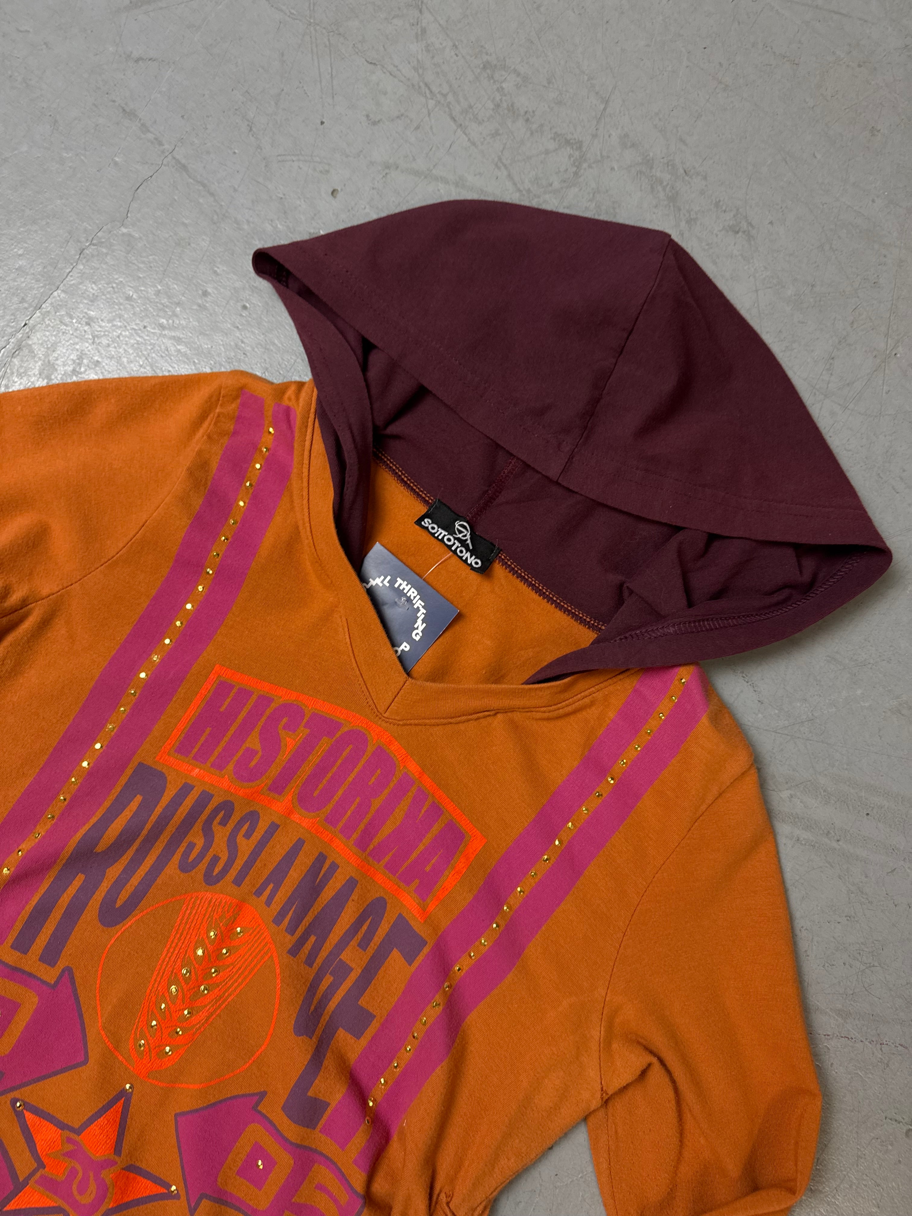 Detailbild von Vintage Sottotono Orange Hooded Longsleeve S von vorne