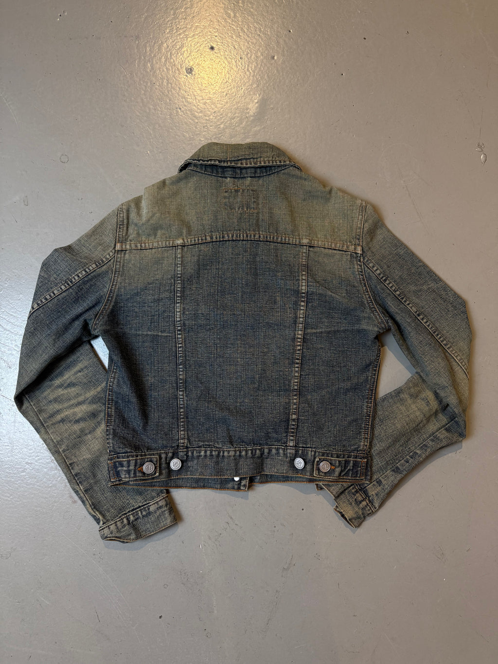 Vintage Onyx Green Blue Washed Denim Jacket XS/S