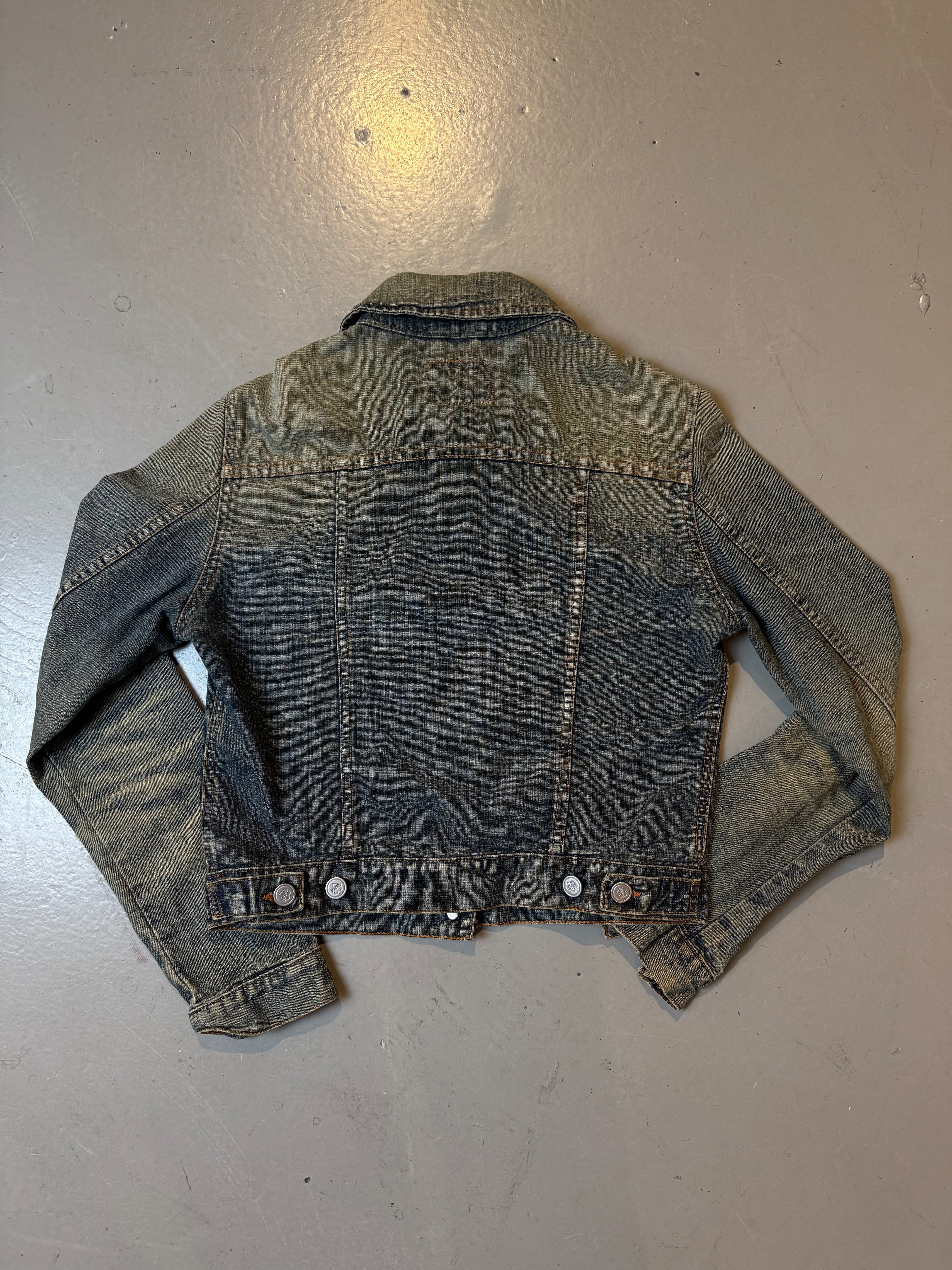 Vintage Onyx Green Blue Washed Denim Jacket XS/S