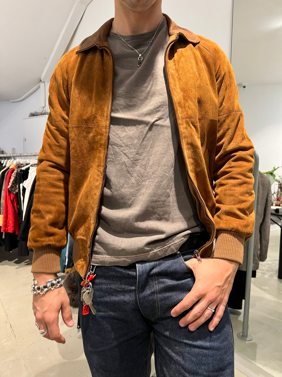 Vintage Suede Lederjacke (M)