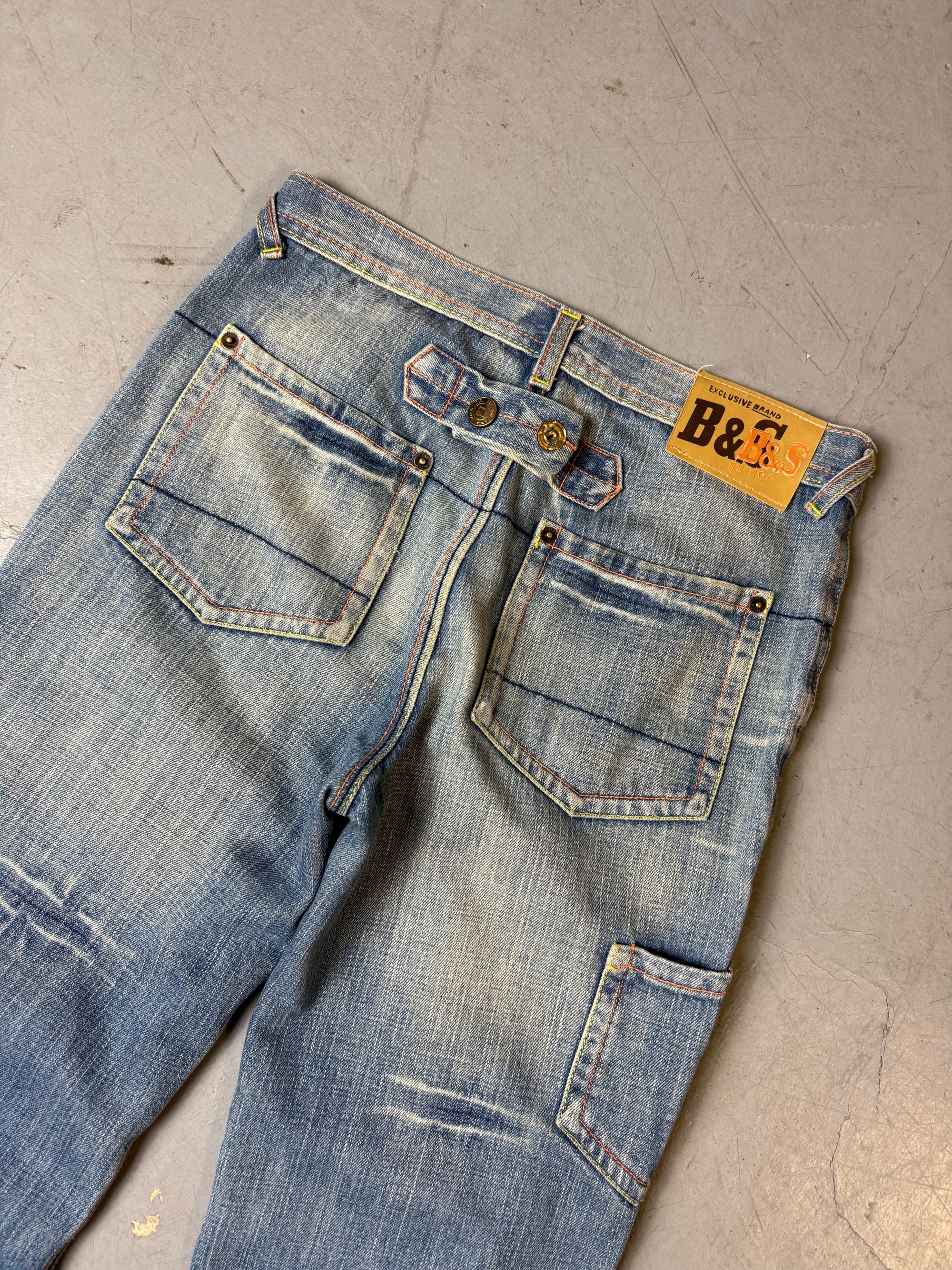 Detailliertes Produktbild von Vintage Please Light Blue Low Waist Jeans M von hinten