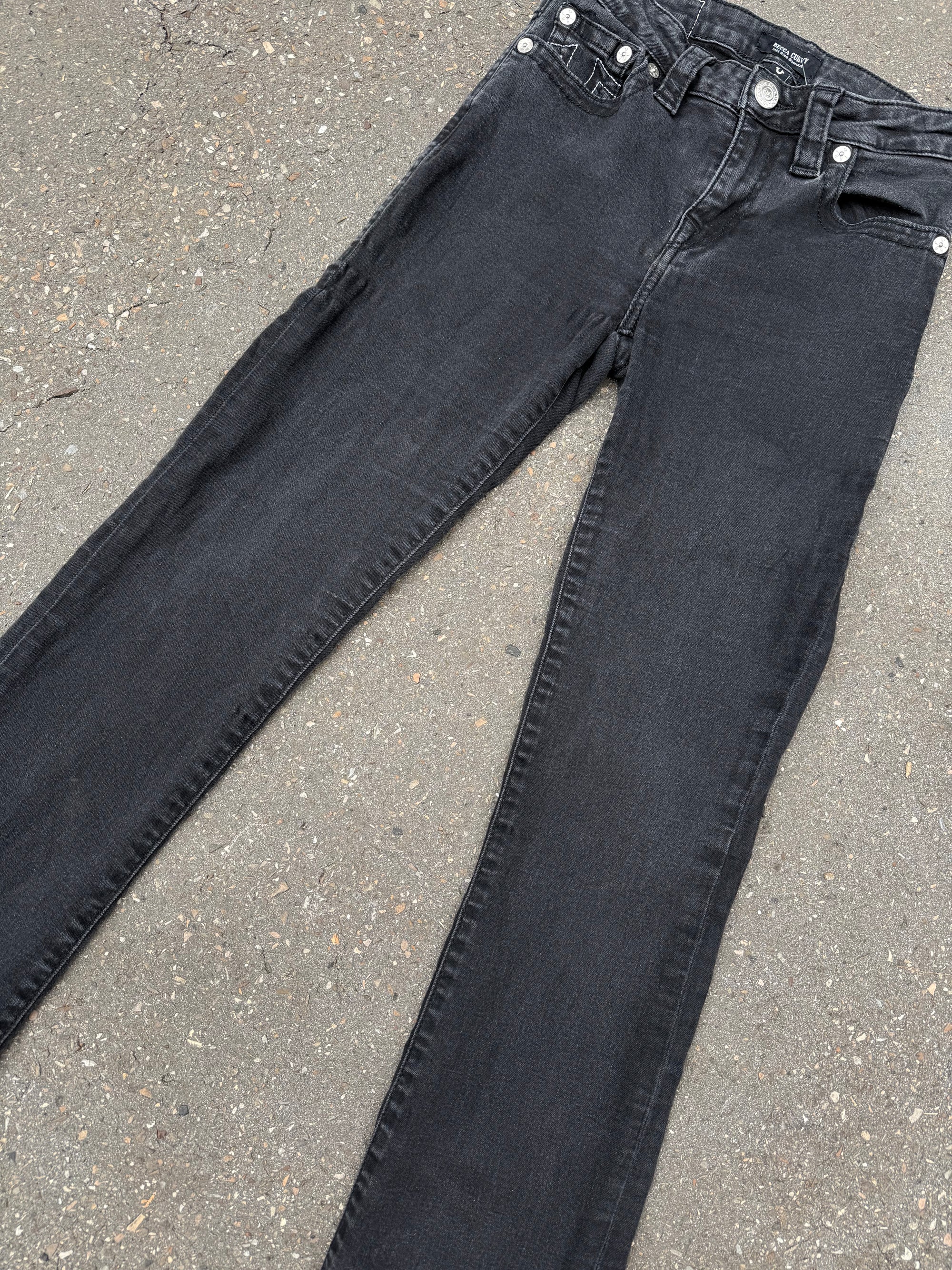Vintage True Religion Mid Waist Black Skinny Jeans XXS