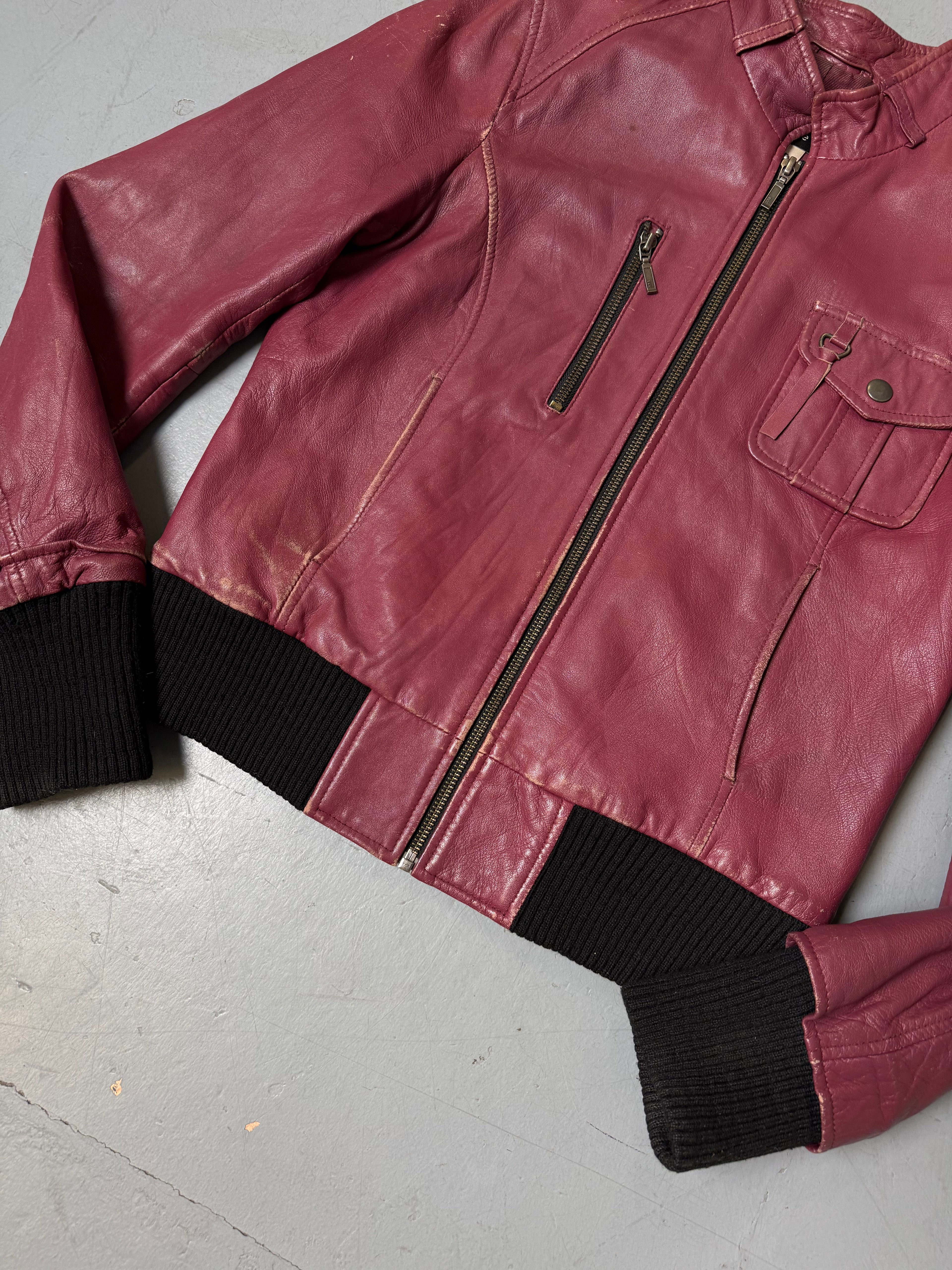 Vintage Redoute Bordeaux Lambskin Leather Jacket S