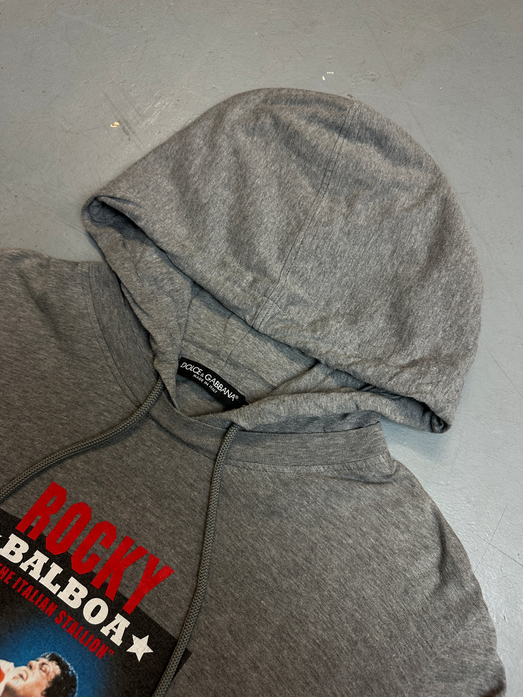 Vintage Dolce&Gabbana Rocky Balboa Printed Hoodie für Herren. Y2K Second Hand 2000s Fashion