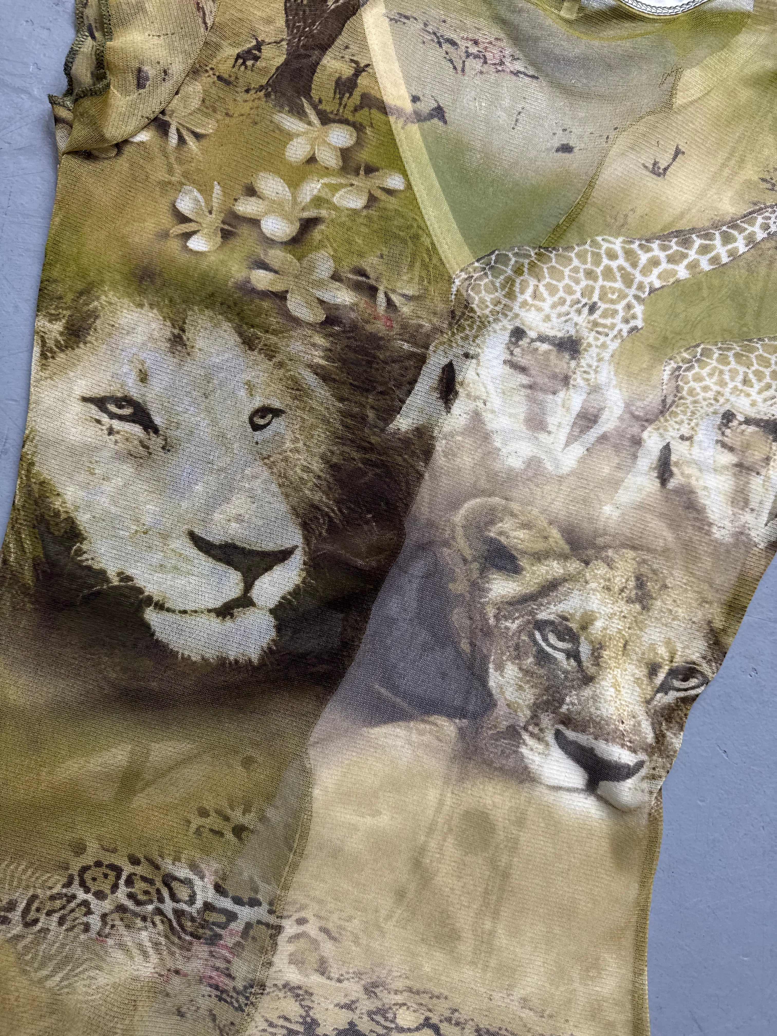 Vintage Patchwork Print Mesh Top whit nice prints, for girl’s. Y2K Second Hand 2000s Fashion 