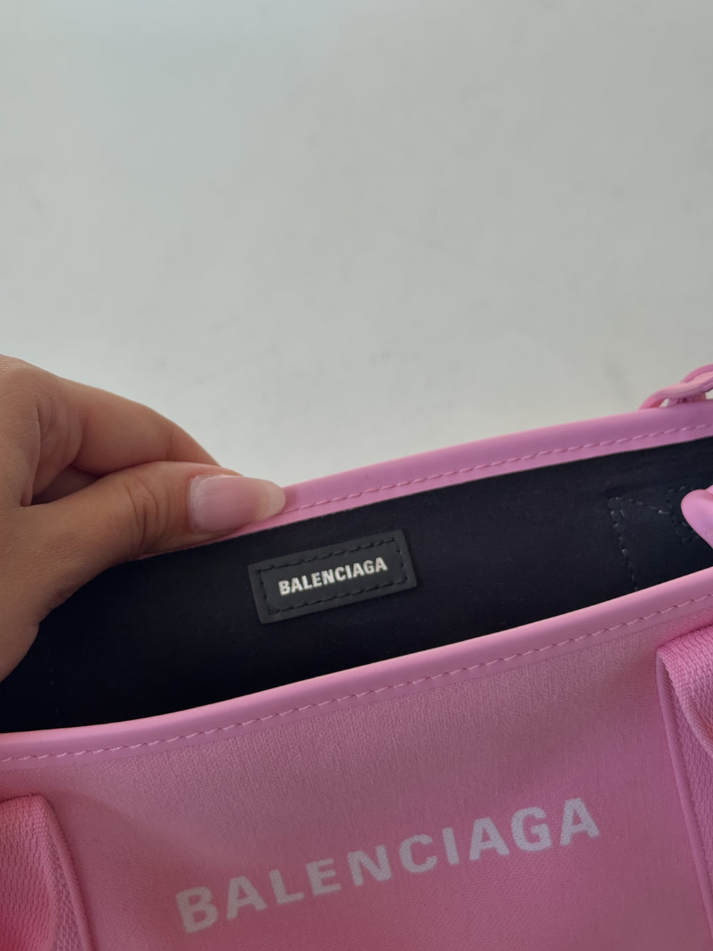 Vintage Balenciaga Pink Navy Cabas XS Canvas Tote Bag (Onesize)