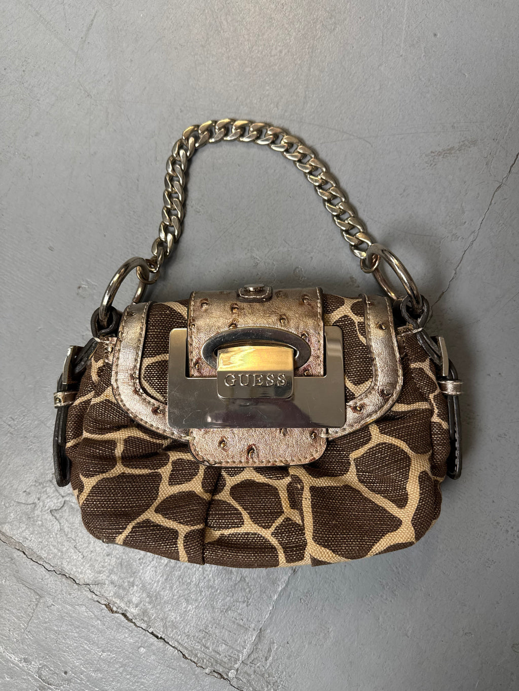 Vintage Guess Giraffe Print Mini Bag for girls Y2K Second Hand 2000s Fashion 