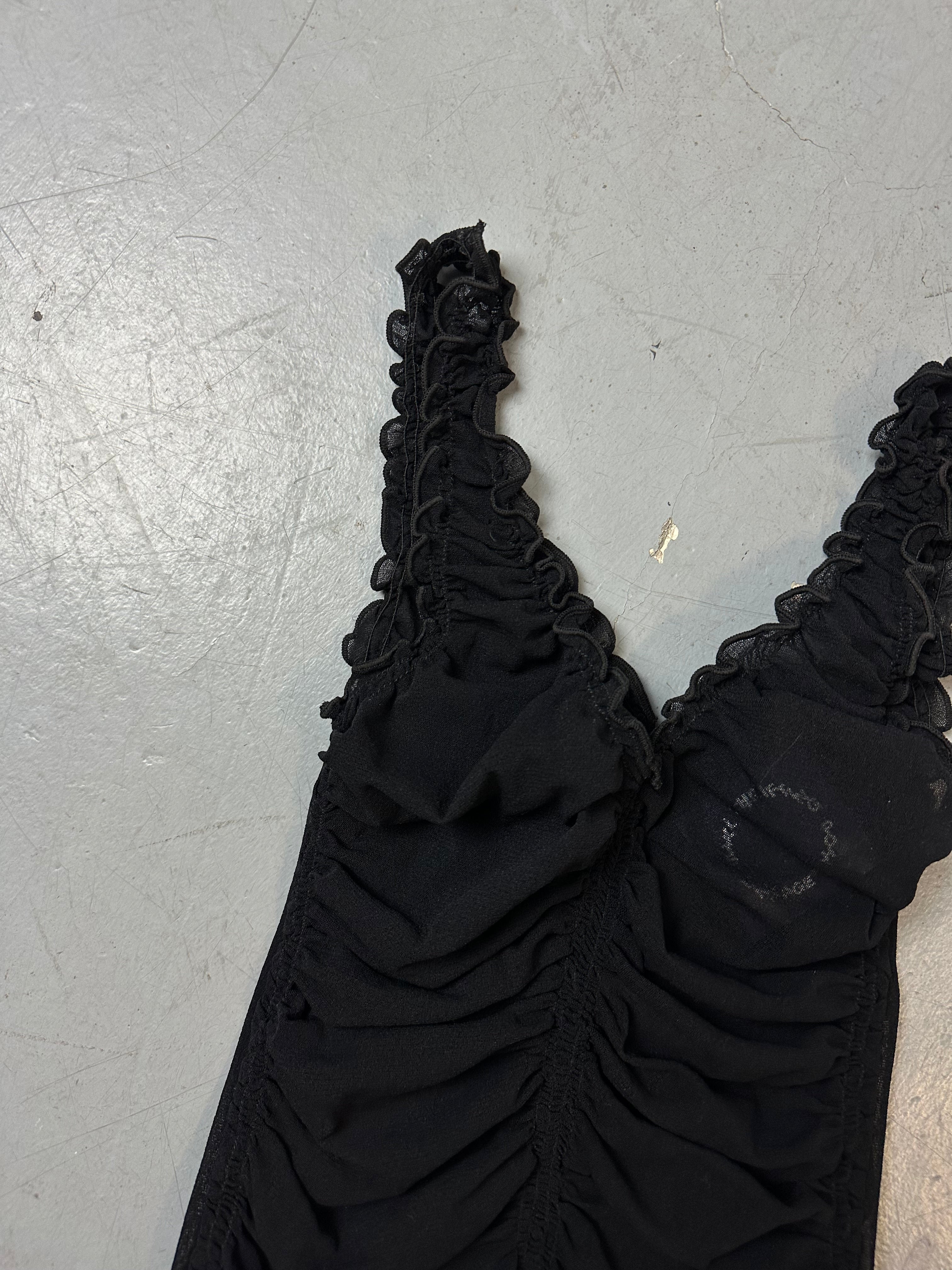 Vintage Black Seethrough Mesh Top S