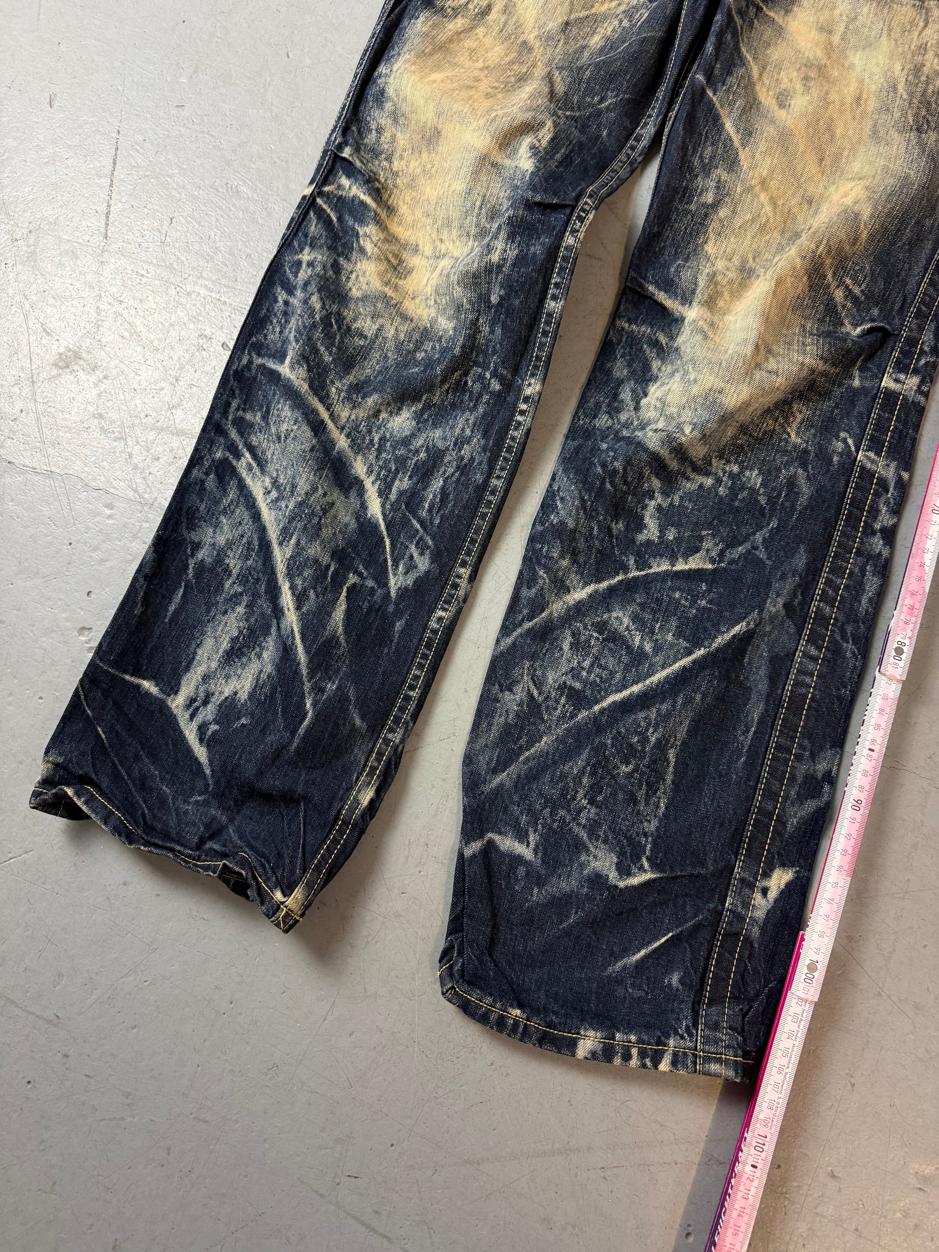 Vintage Oniarai Washed Japanese Baggy Denim für Herren. Y2K Second Hand 2000s Fashion