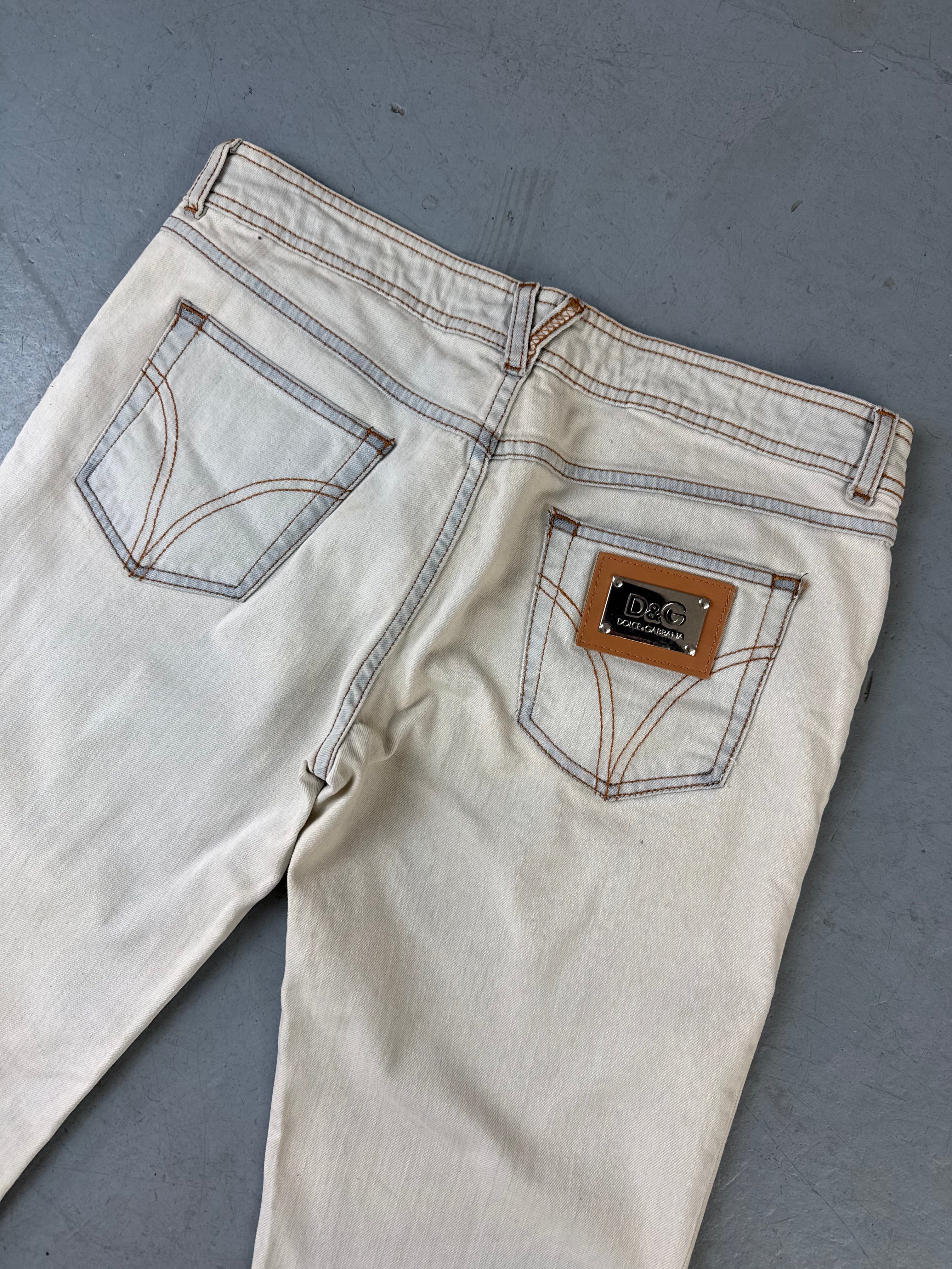 Vintage Dolce&Gabbana Beige Capri Pants für Damen. Y2K Second Hand 2000s Fashion