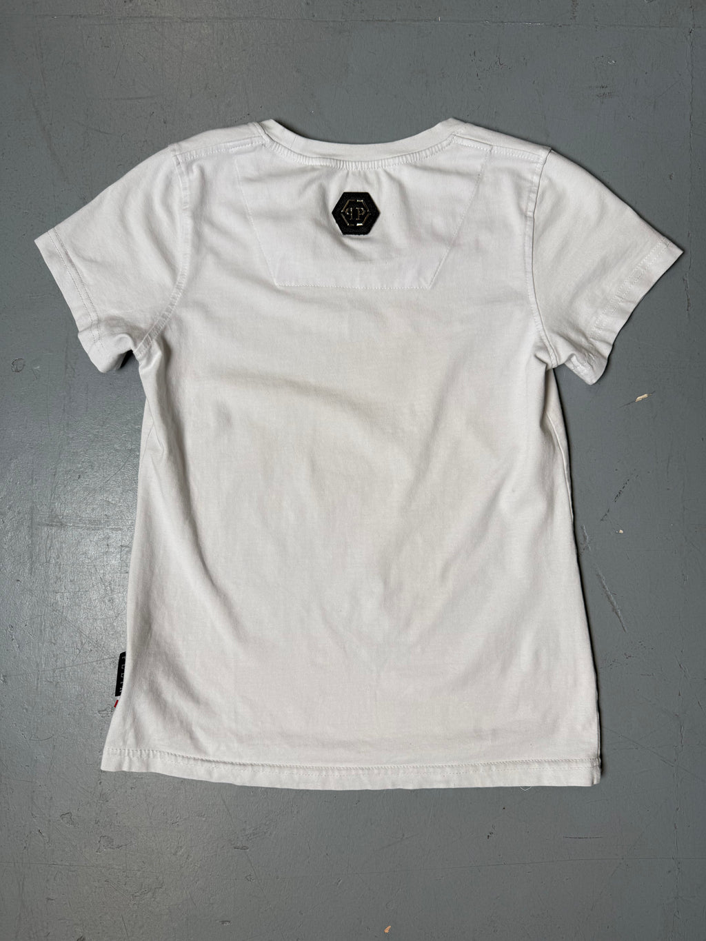 Vintage Philipp Plein Rhinestone Print T-Shirt für Damen. Y2K Secondhand 2000s Fashion.