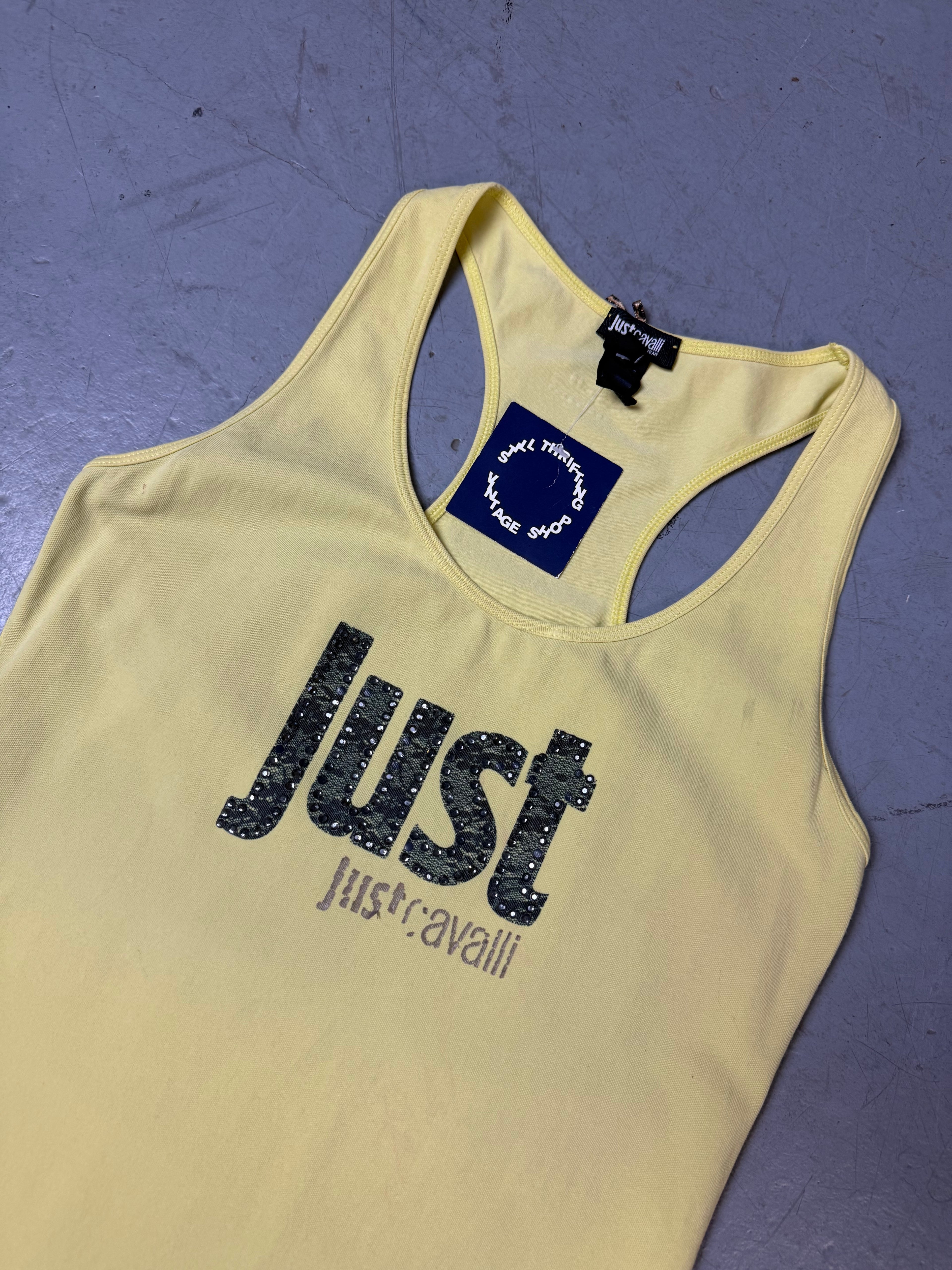 Detailbild von Vintage Just Cavalli Yellow Tank Top M von vorne