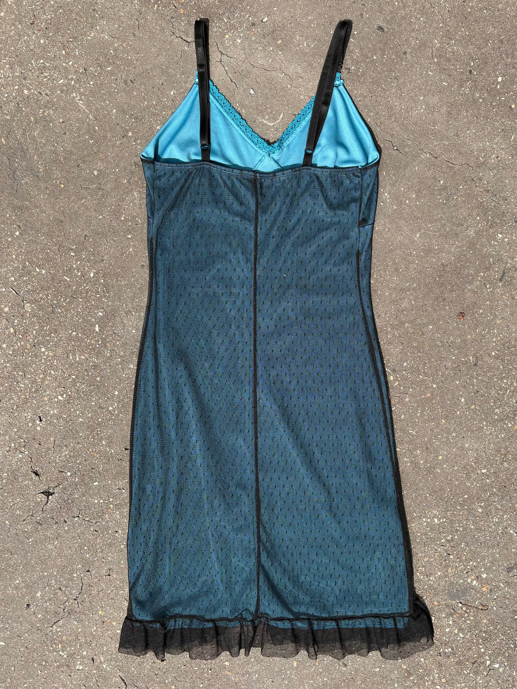 Vintage Turquoise Lace Mini Dress S