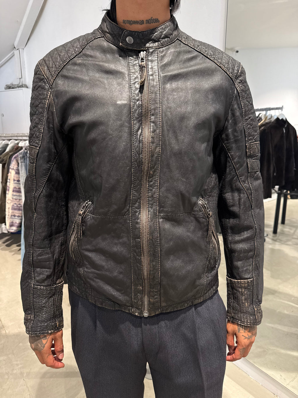 Vintage Trapper Leather Jacket (M)
