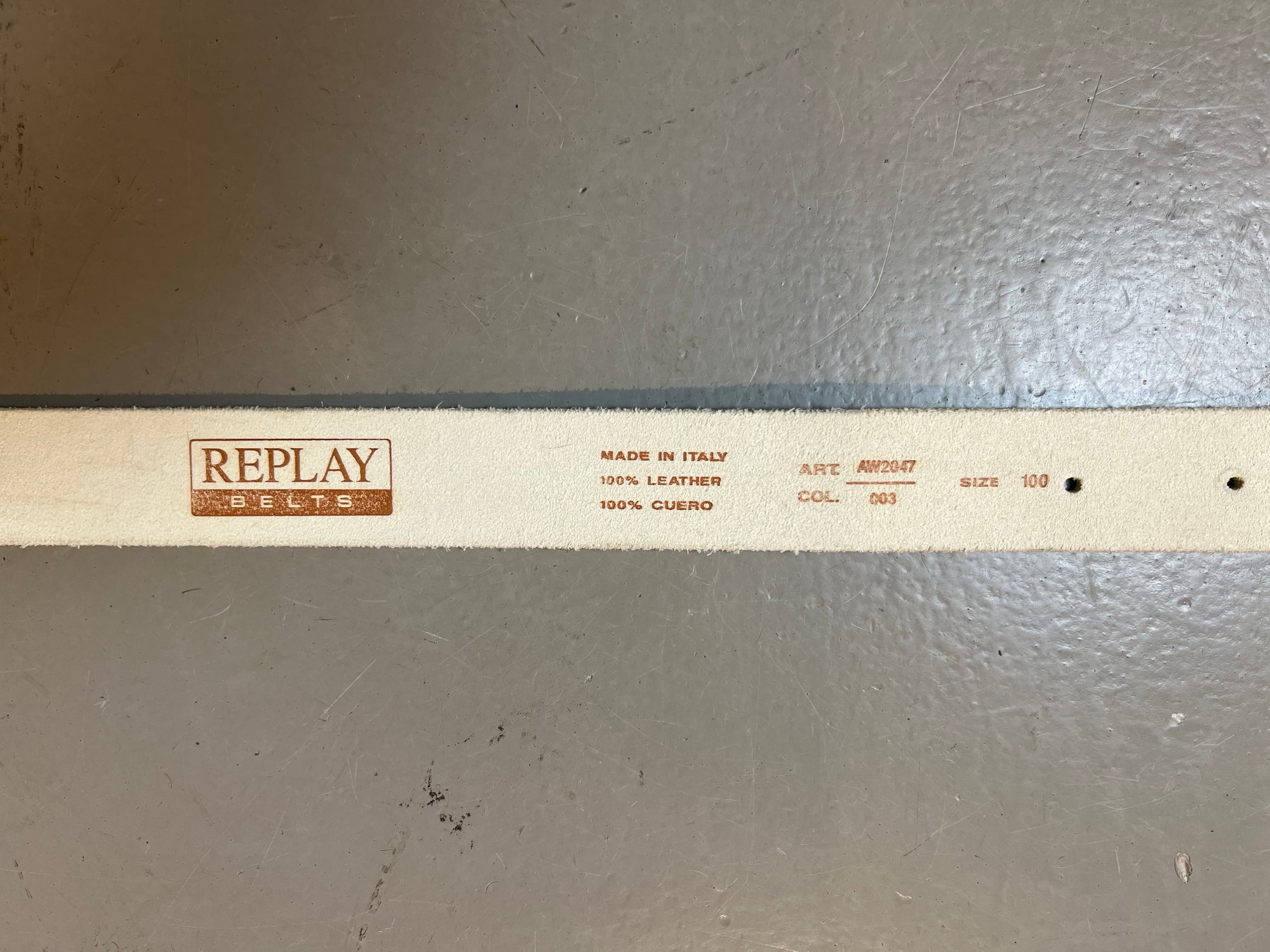 Vintage White Replay Silver Buckle Leather Belt