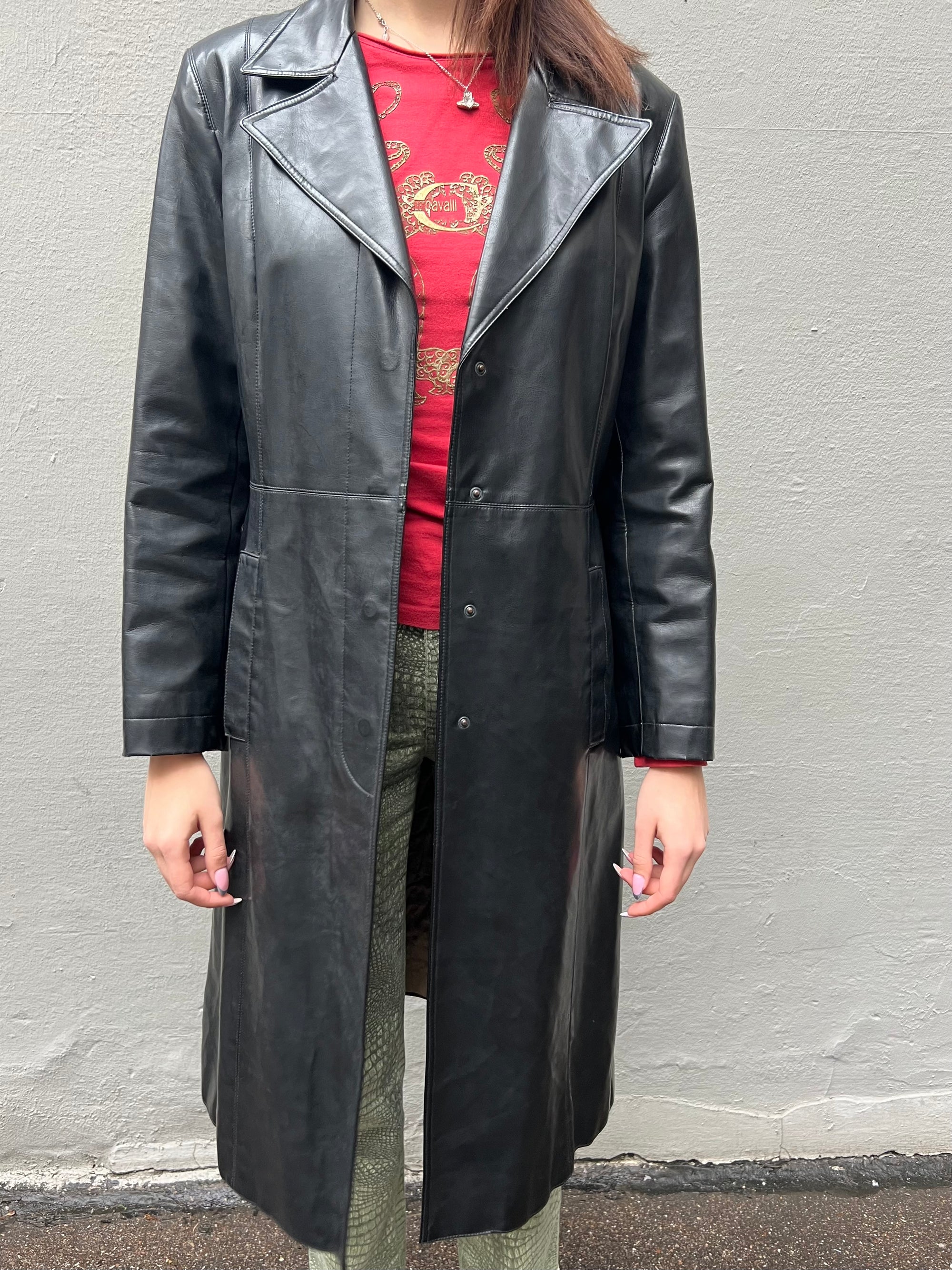 Vintage Black Leather Coat S/M