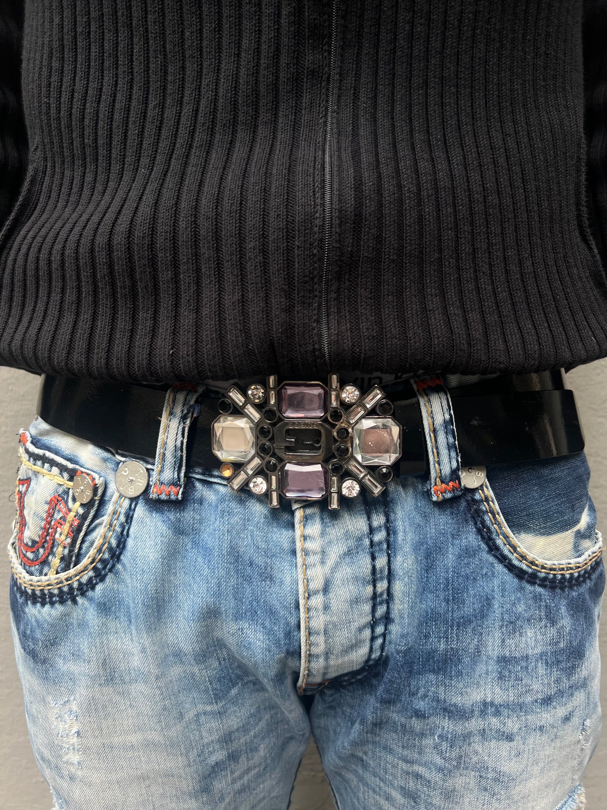 Vintage Black Guess Reflective Belt