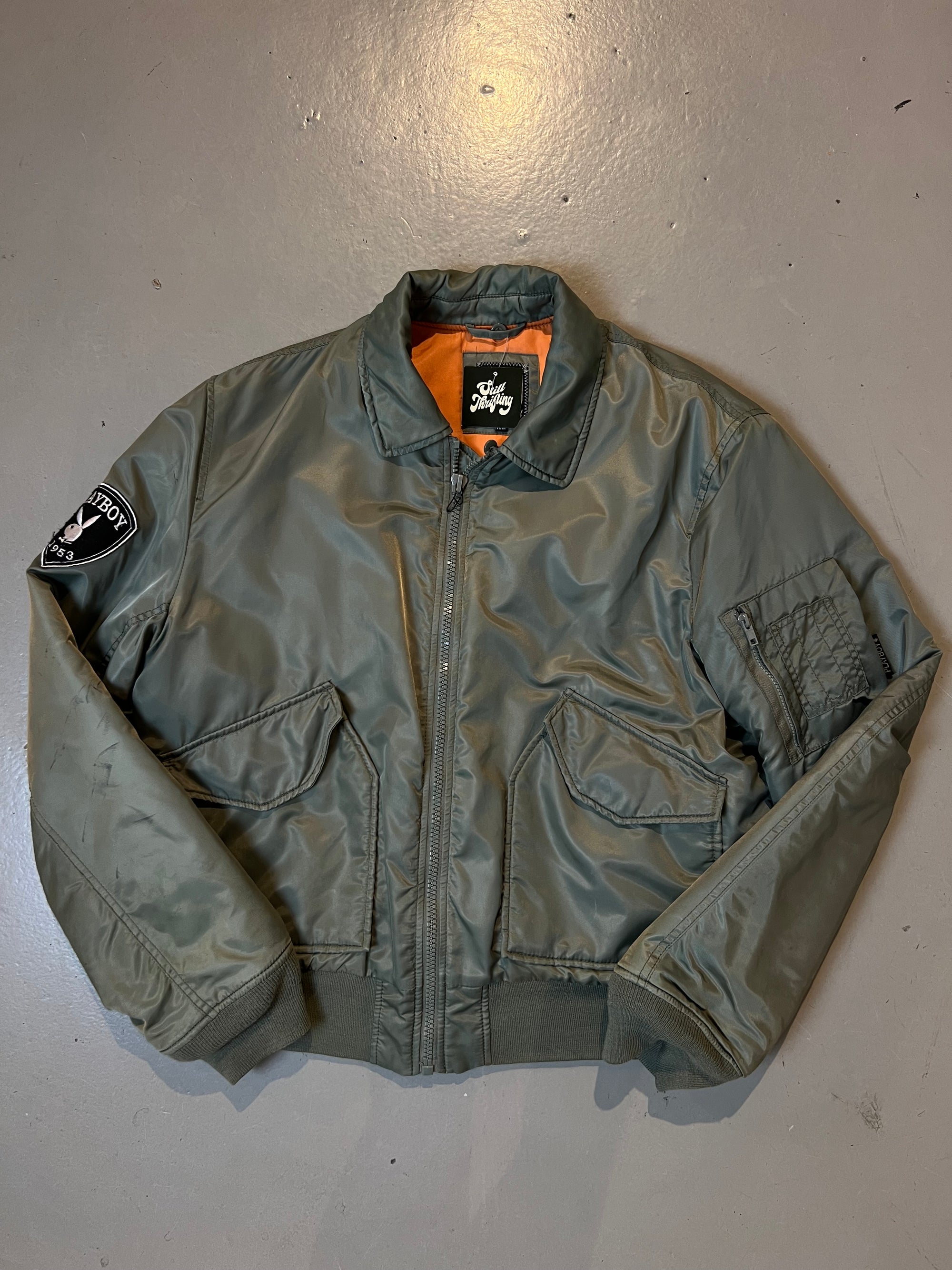 Vintage Green Playboy Bomber Jacket L/XL