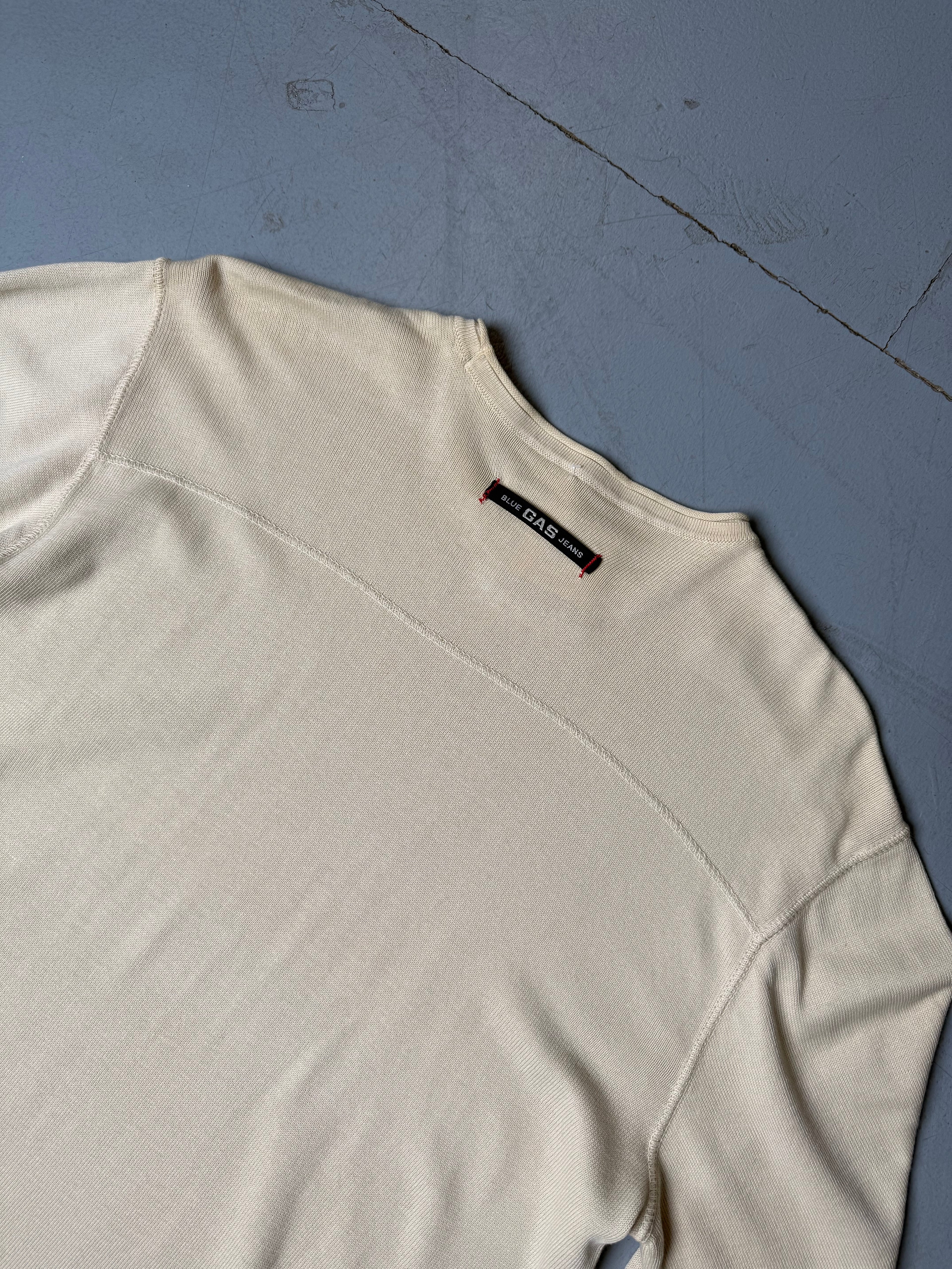 Vintage Gas Beige Longsleeve for men’s. Y2K Second Hand 2000s Fashion 