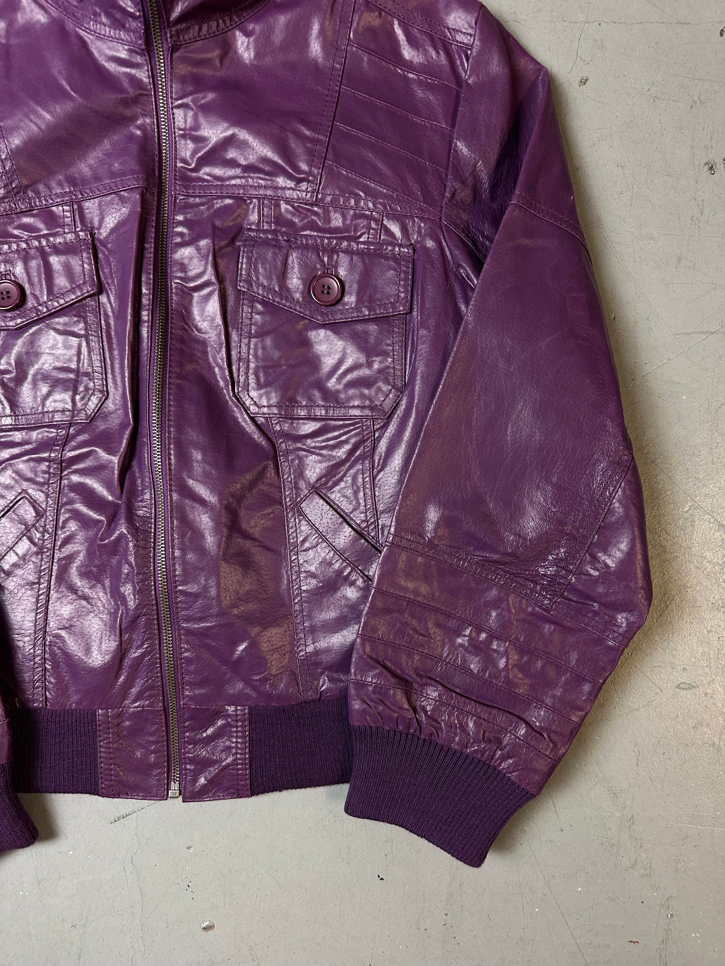 Vintage Purple Leather Jacket L