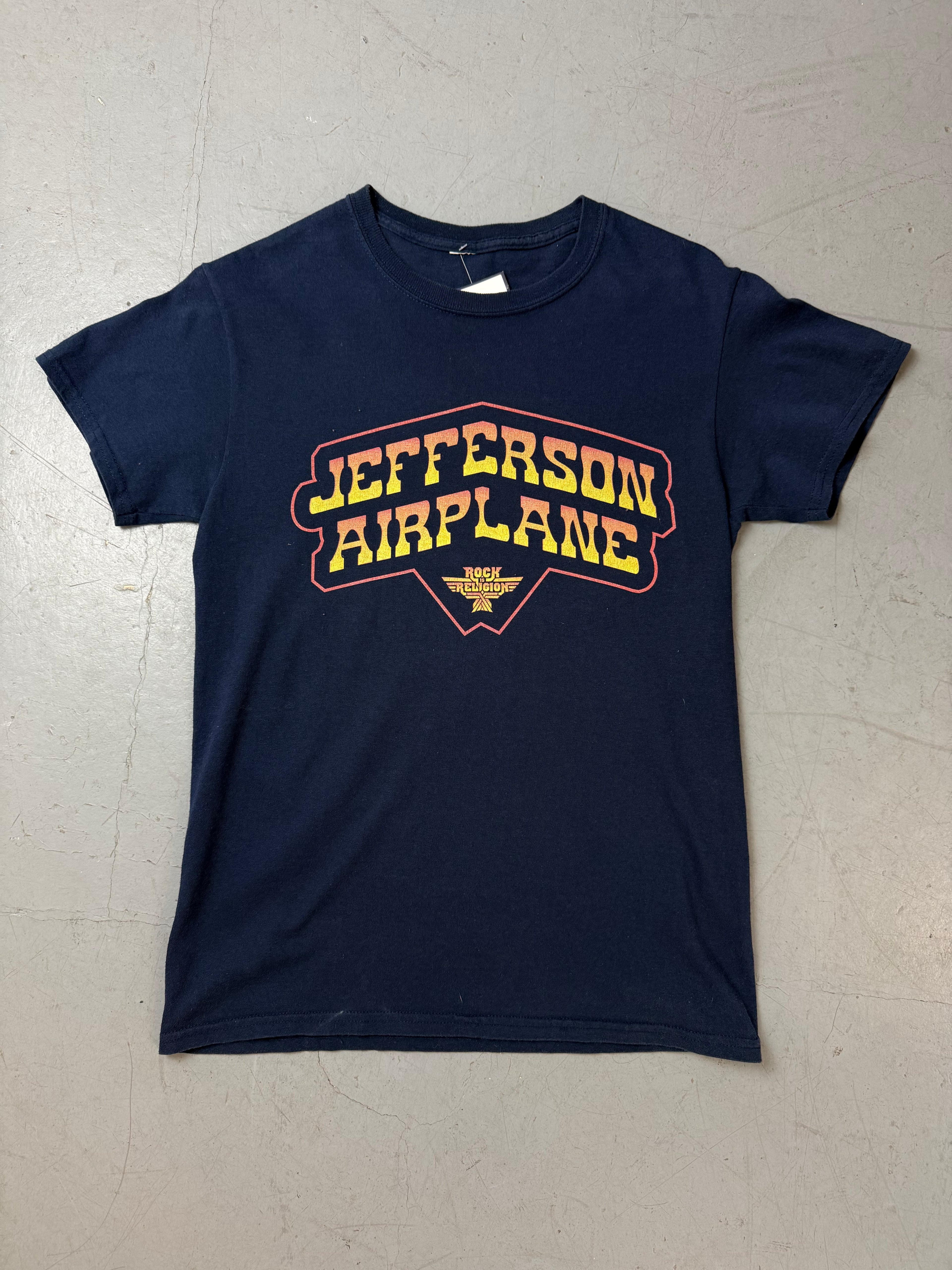 Vintage Dark Blue Printed T-Shirt M für Herren. Secondhand Y2K 2000s Fashion