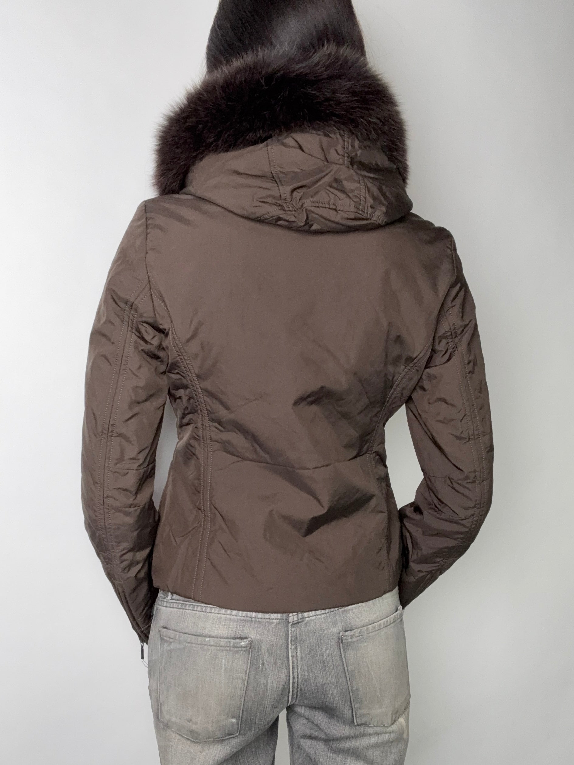 Vintage Refrigiwear Brown Jacket with Fur Hood S/M