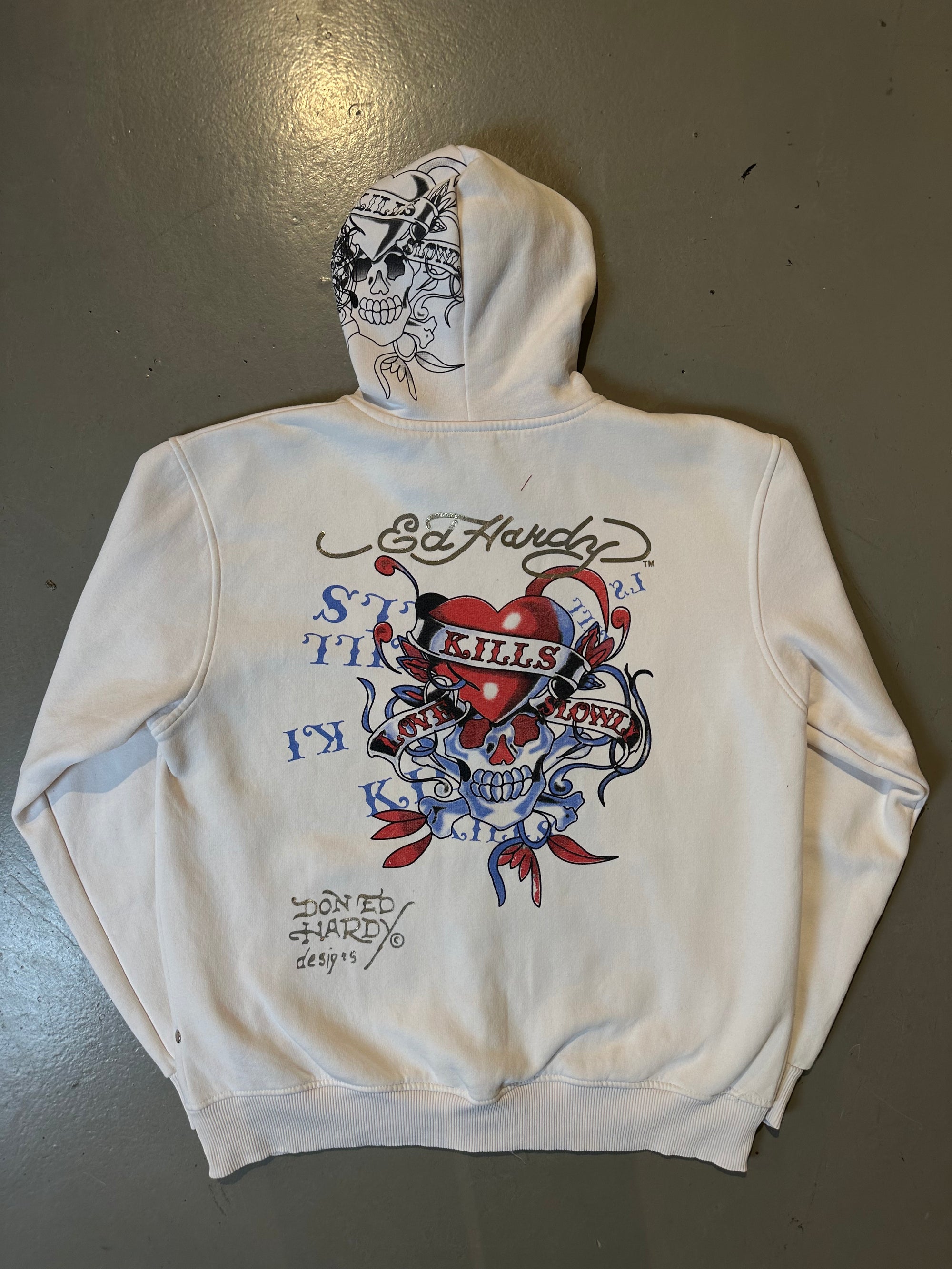 Vintage White Ed Hardy Zipper XL