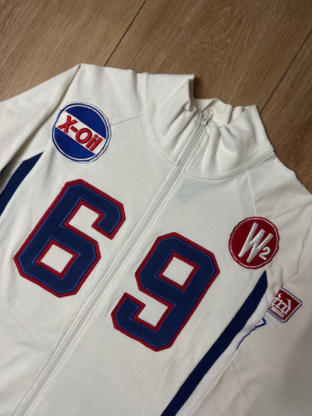Vintage White Patched Track Jacket L/XL