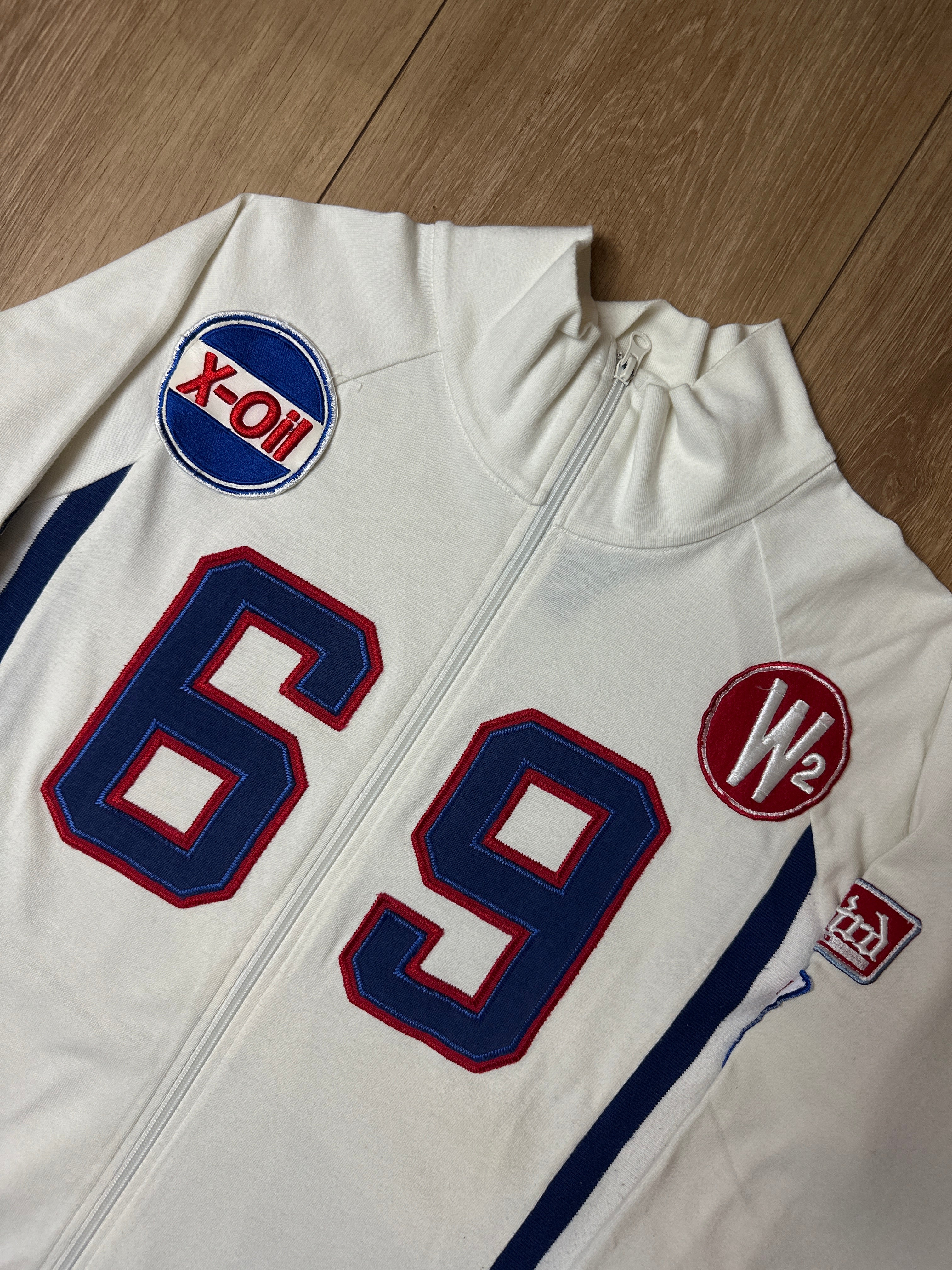 Vintage White Patched Track Jacket L/XL