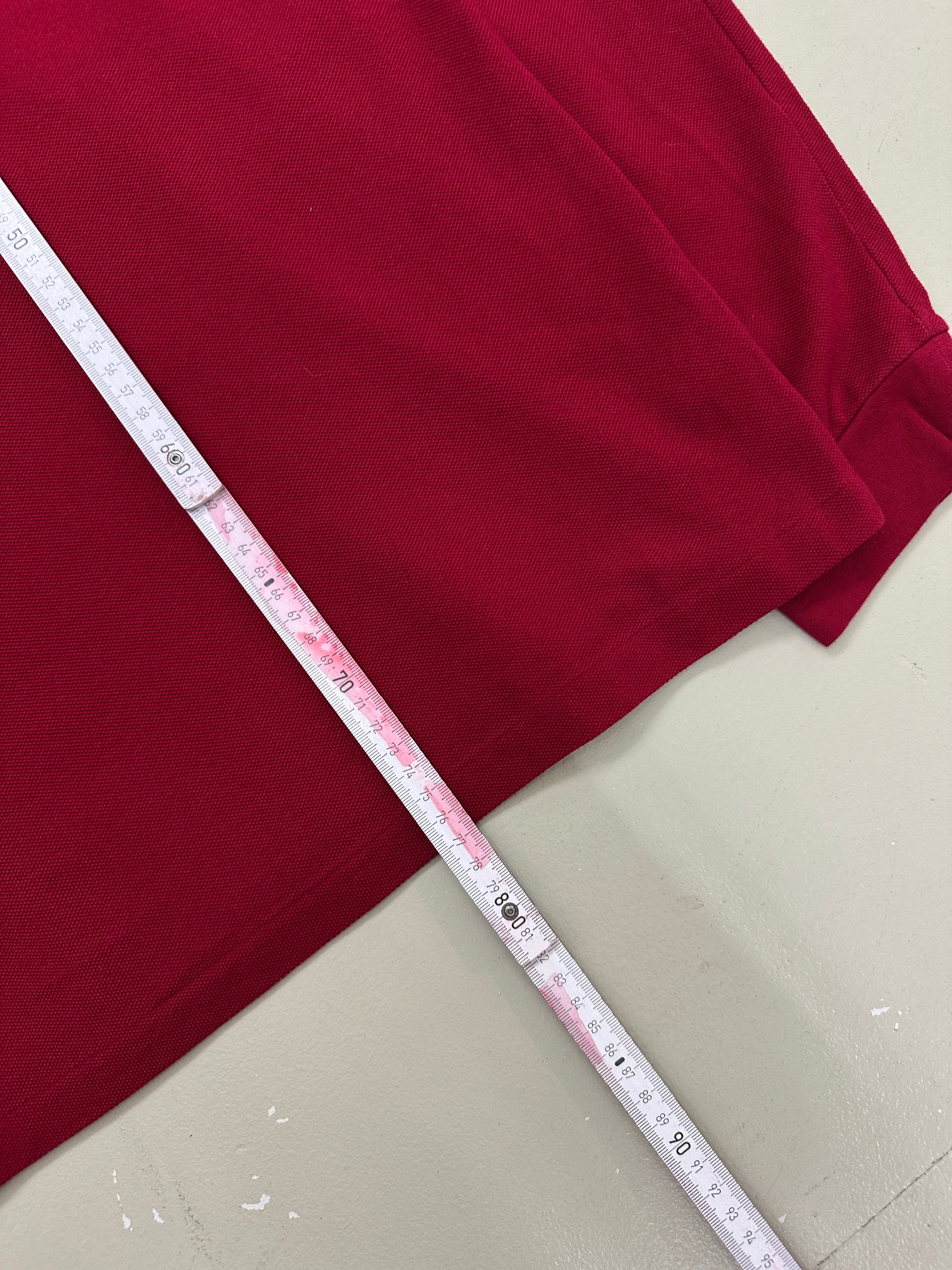 Vintage Burgundy Lacoste Polo Longsleeve für Herren. Y2K Second Hand 2000s Fashion 