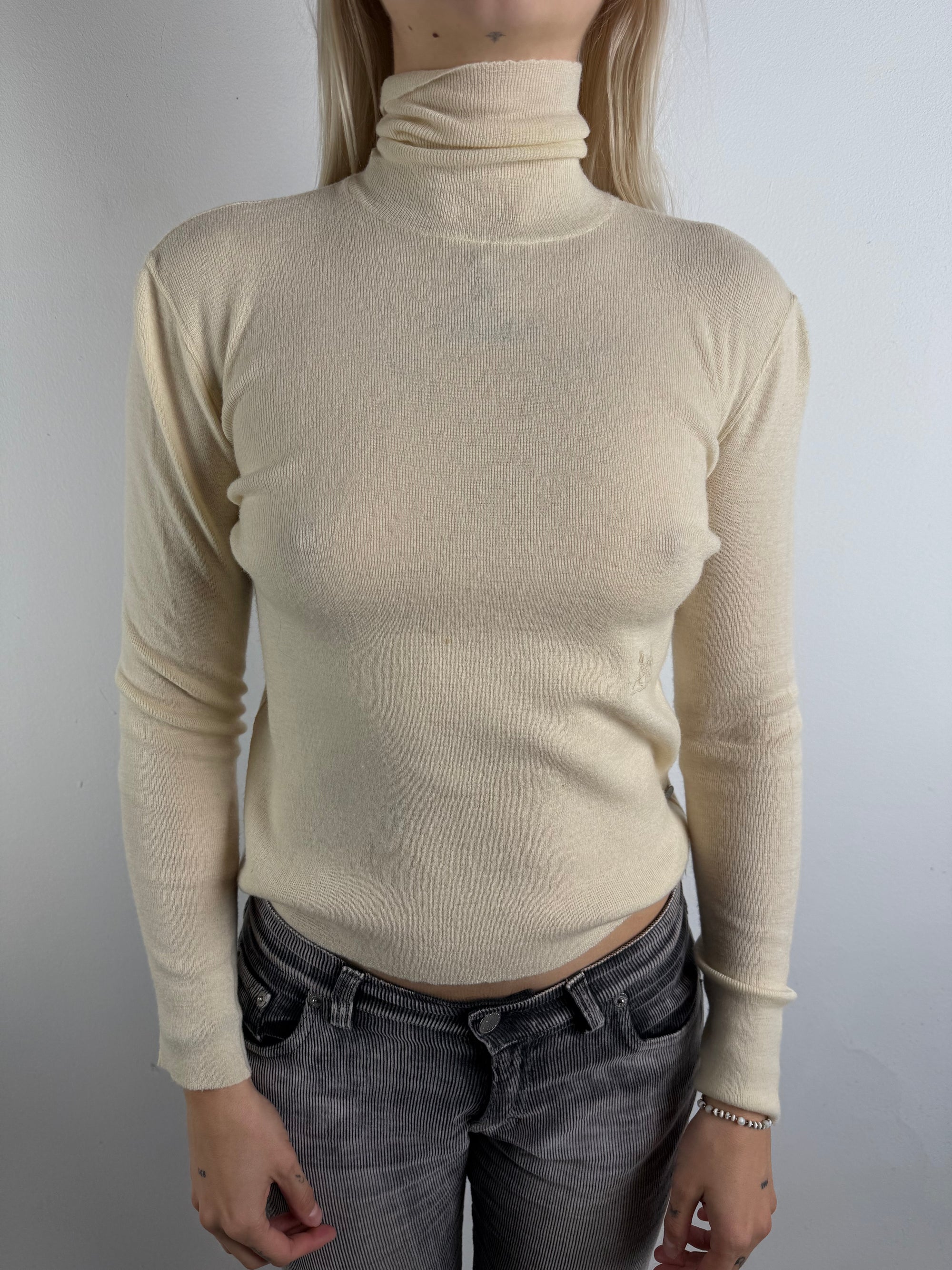 Vintage Céline Paris Beige Turtleneck Sweater XS