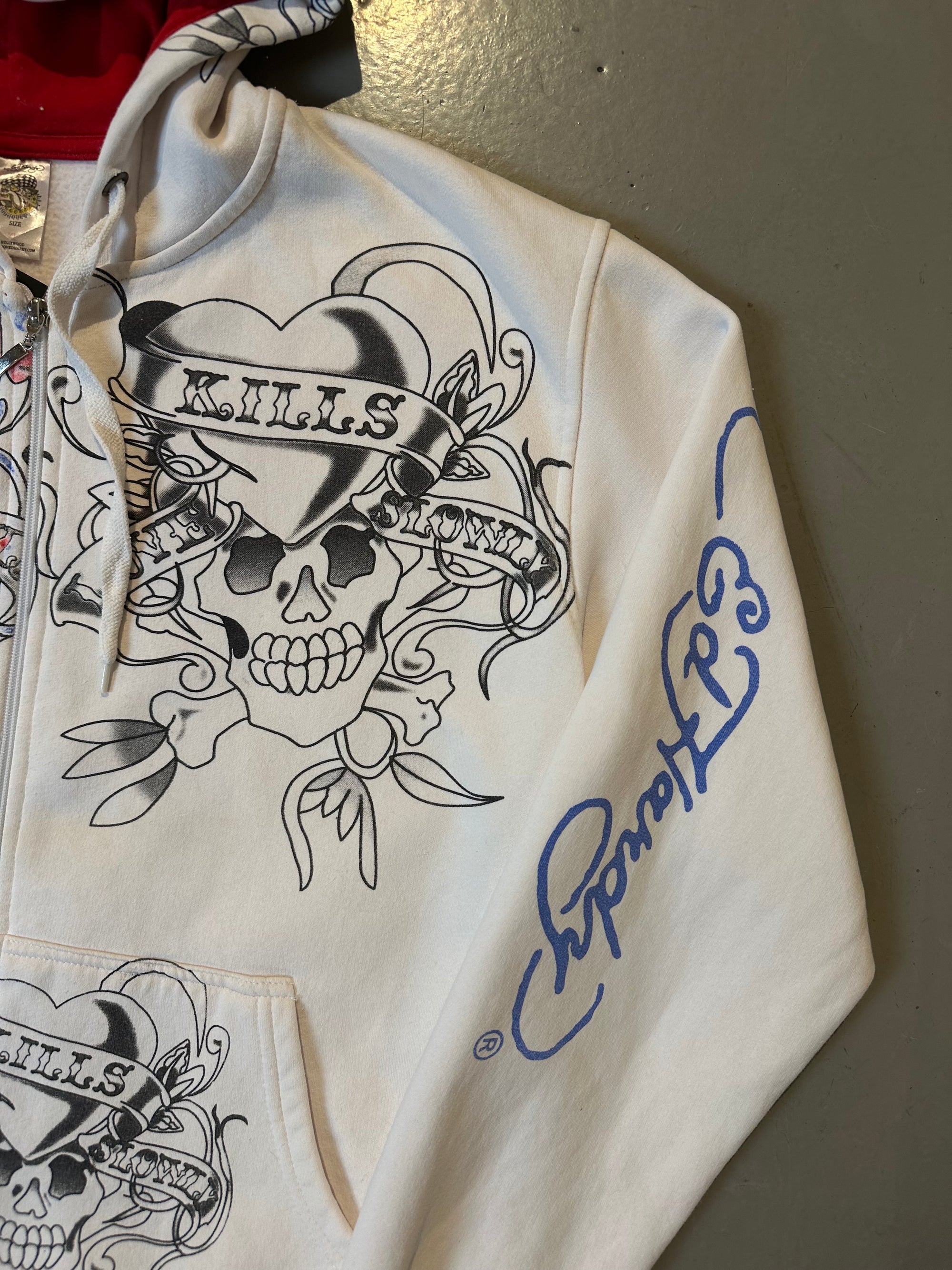 Vintage White Ed Hardy Zipper XL