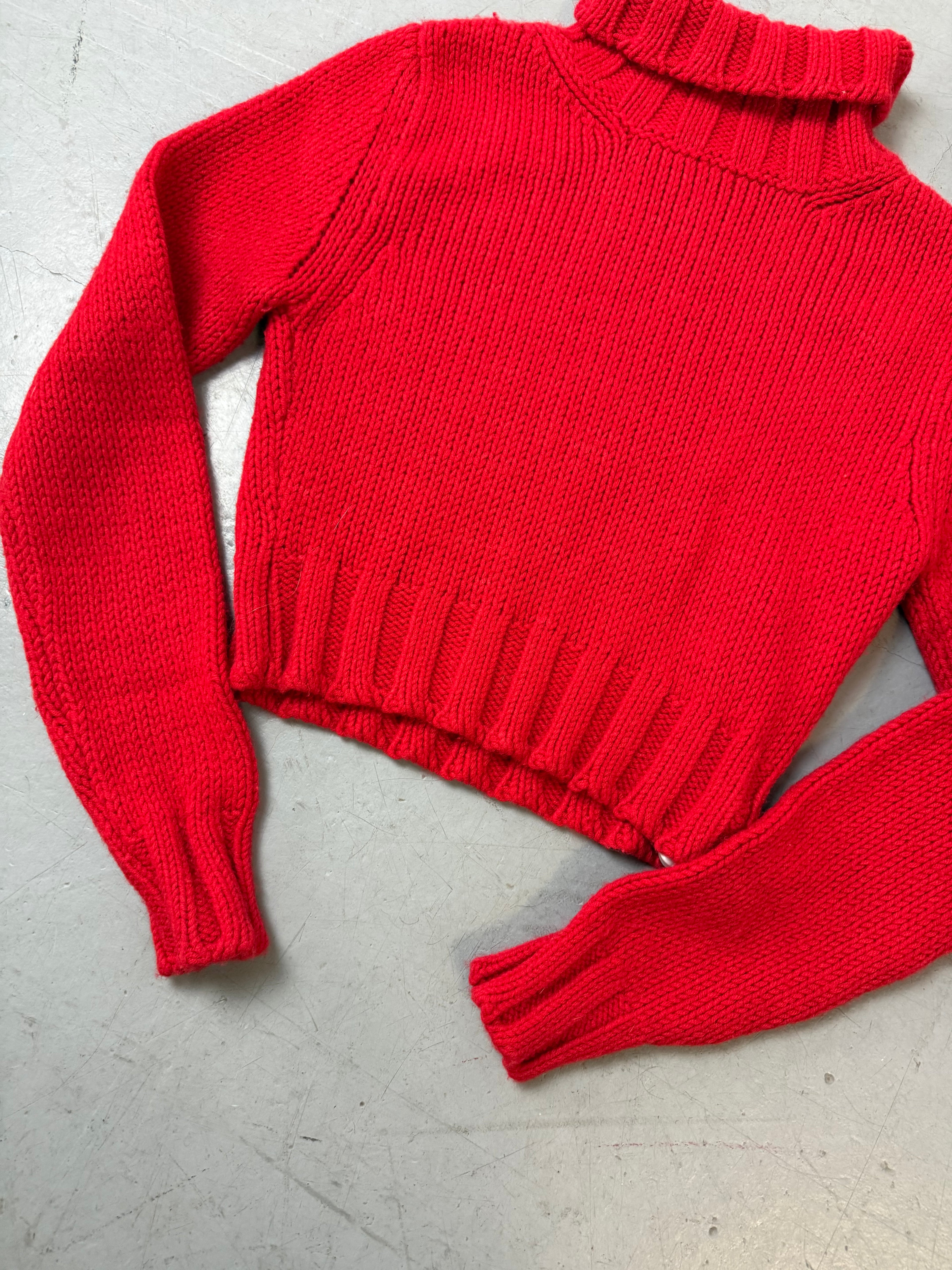 Vintage Dolce&Gabbana Red Turtleneck Knit Sweater für Damen. Y2K Second Hand 2000s Fashion