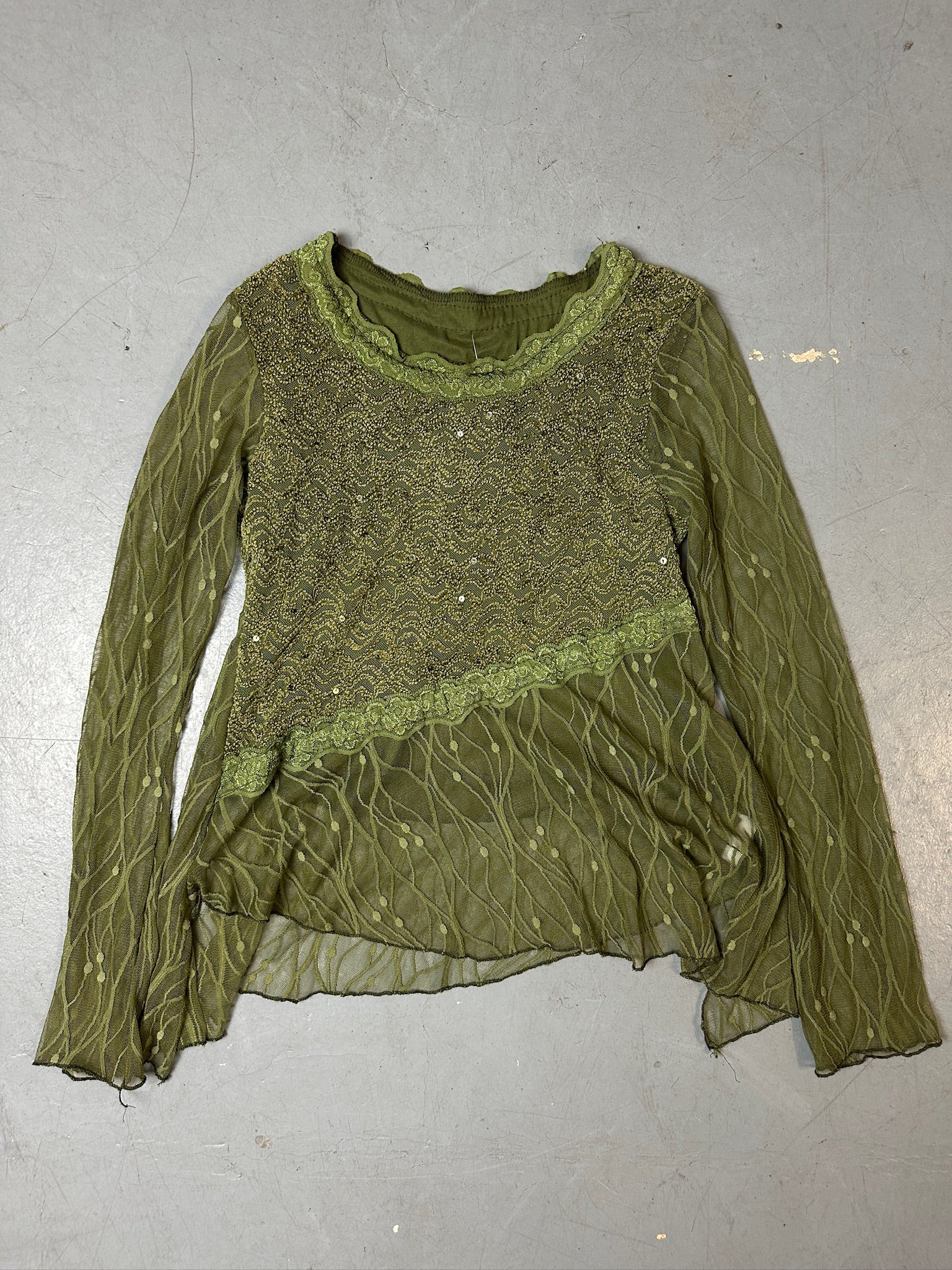 Produktbild von Vintage Green Fairy Mesh Longsleeve Von vorne