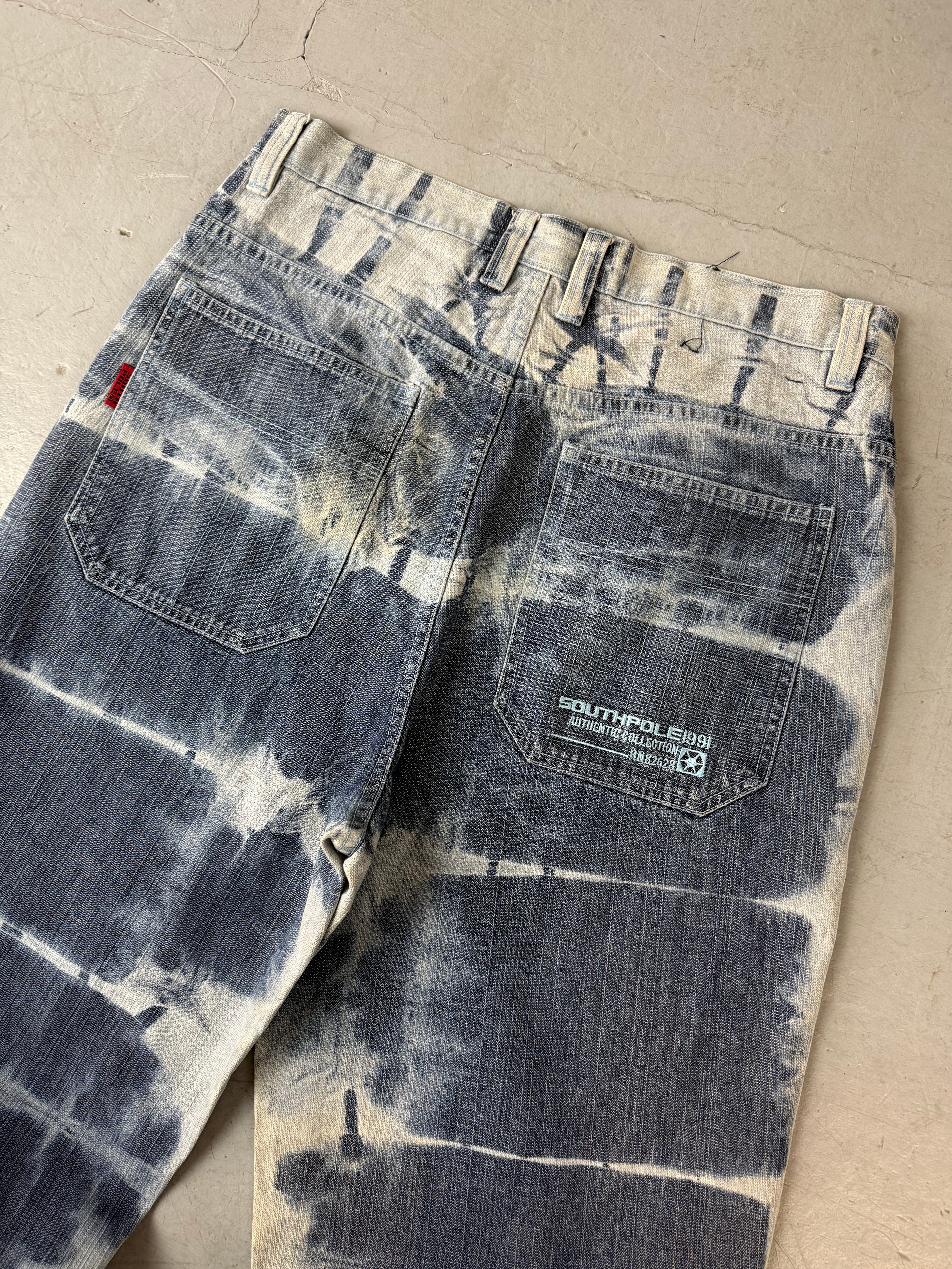 Vintage Southpole Bleach Washed Baggy Denim XL für Herren. Y2K Second Hand 2000s Fashion
