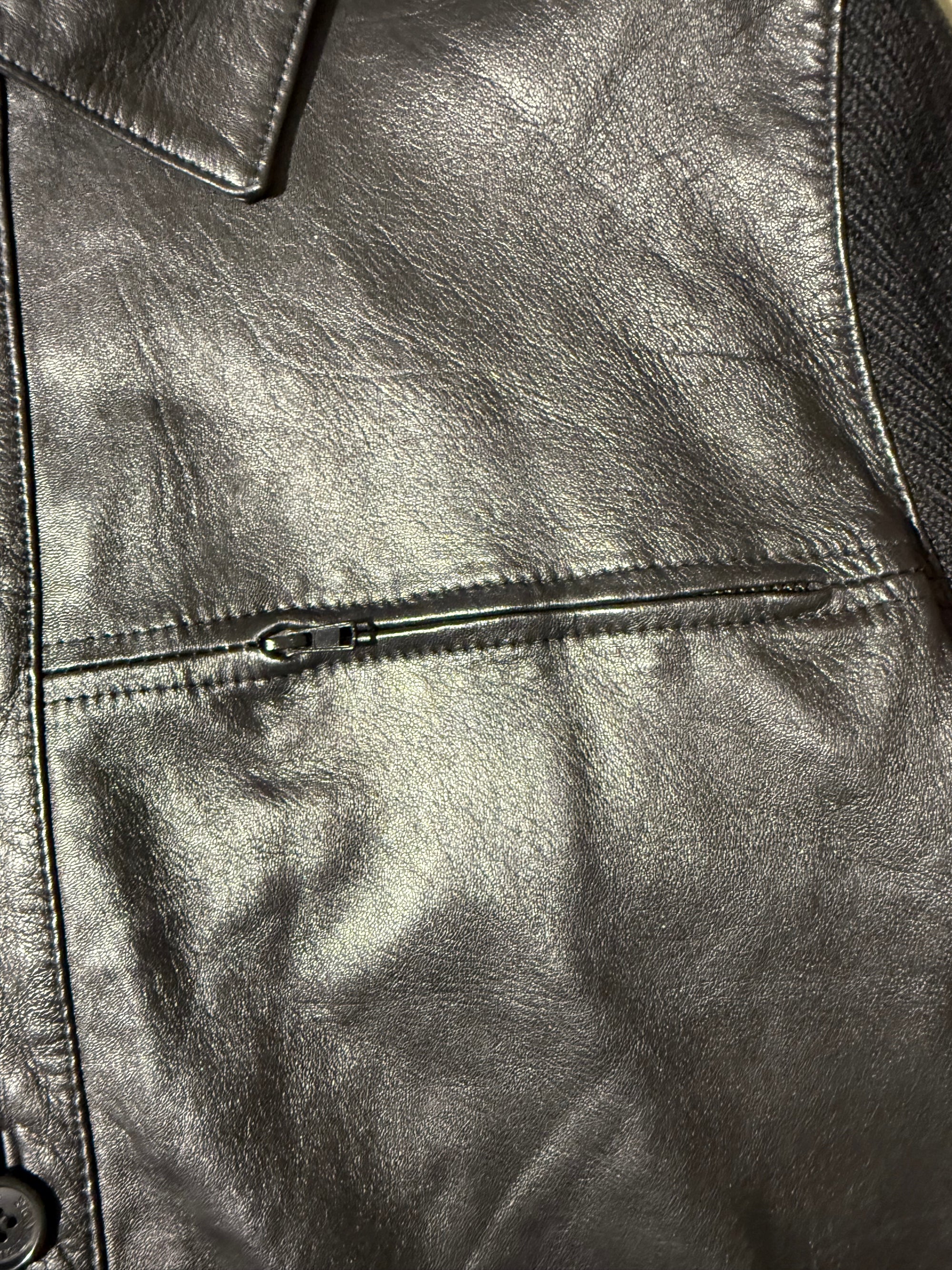 Vintage Black Half Leather Half Knit Jacket M/L