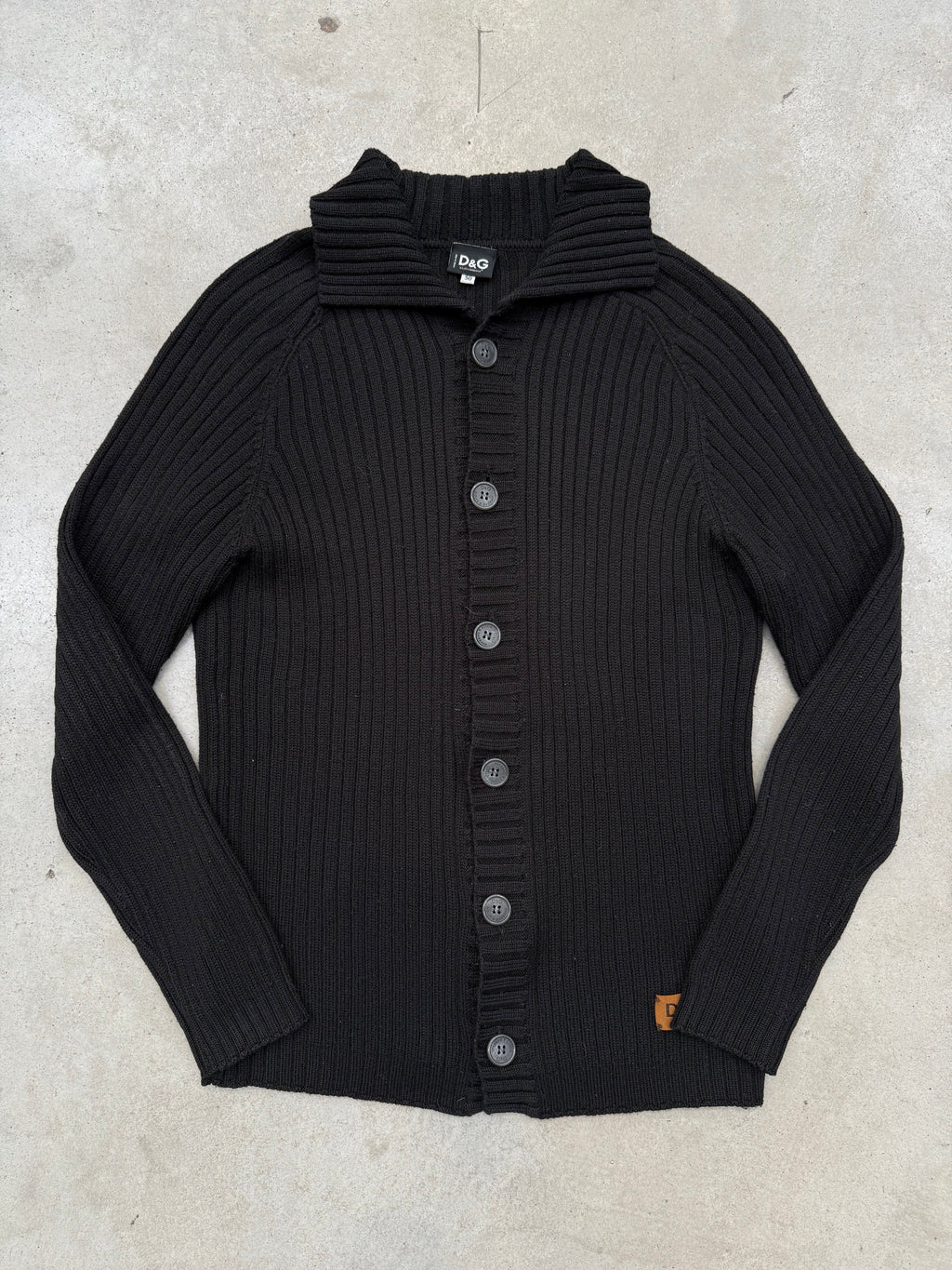 Vintage Dolce&Gabbana Black Button Up Knit Jacket für Herren Y2K Second Hand Fashion