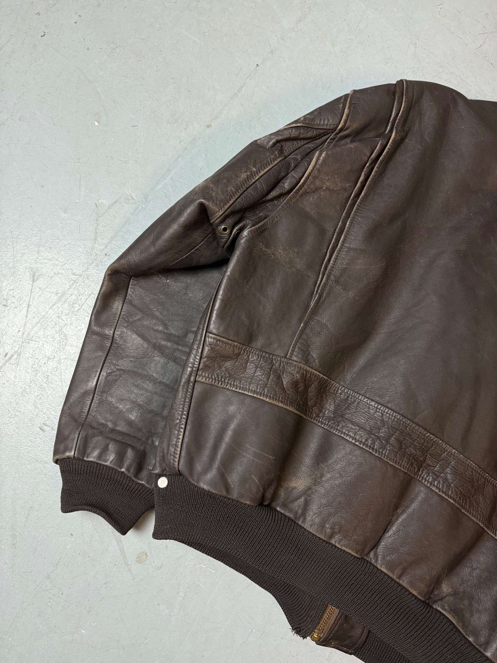 Vintage Schott Brown Heavy Leather Jacket L
