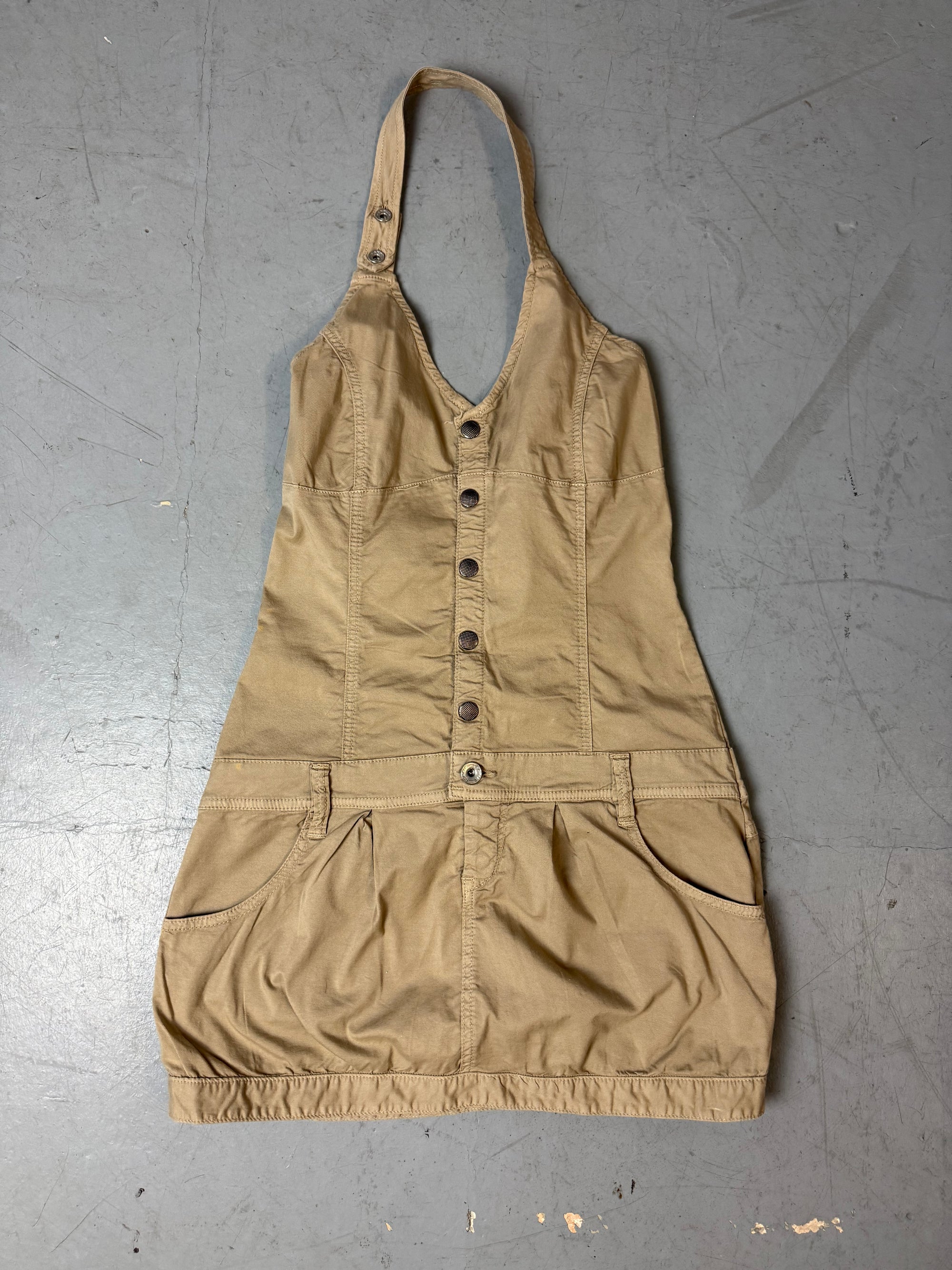 Vintage Neckholder Cargo Dress S/M