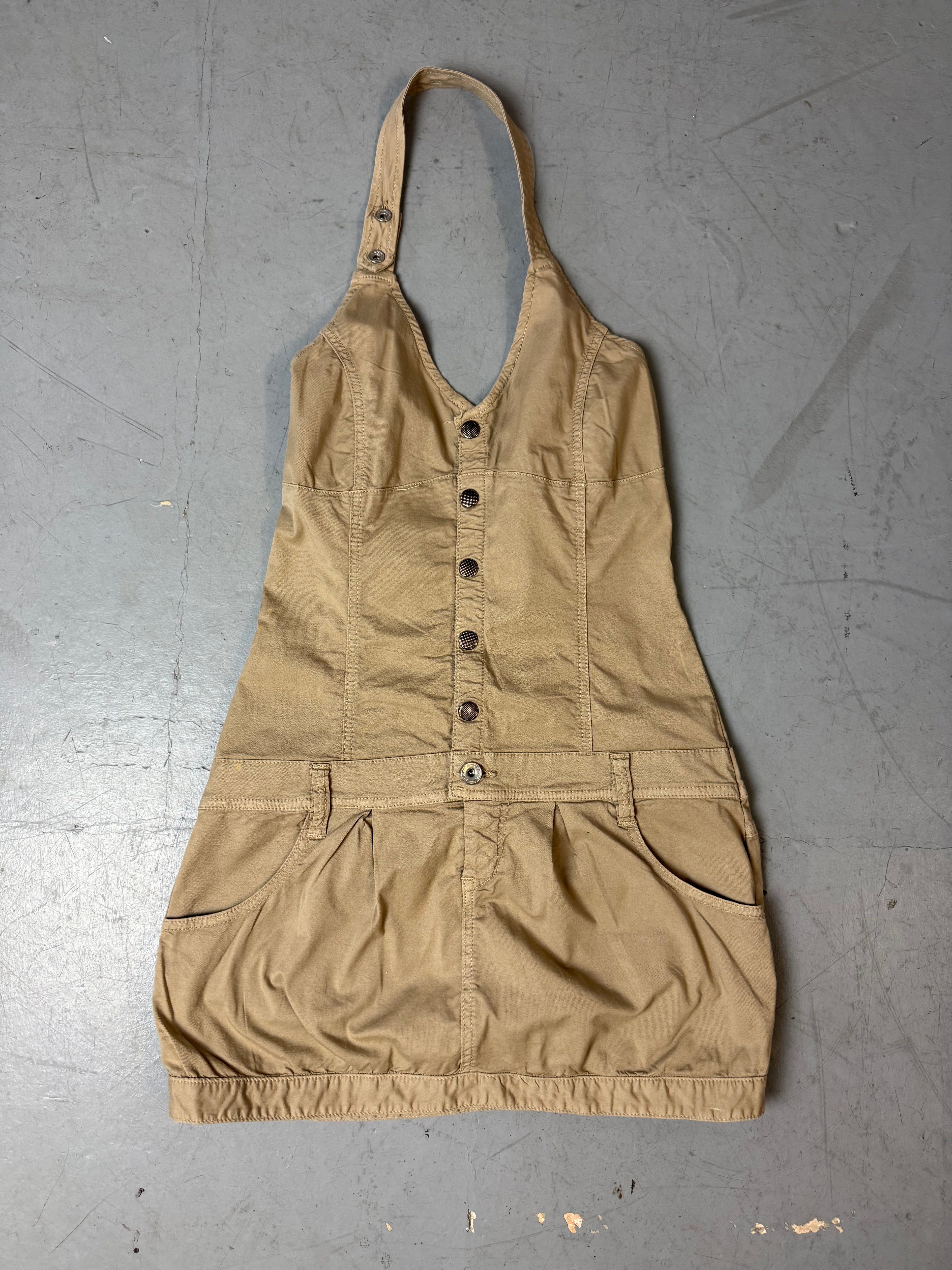 Vintage Neckholder Cargo Dress S/M