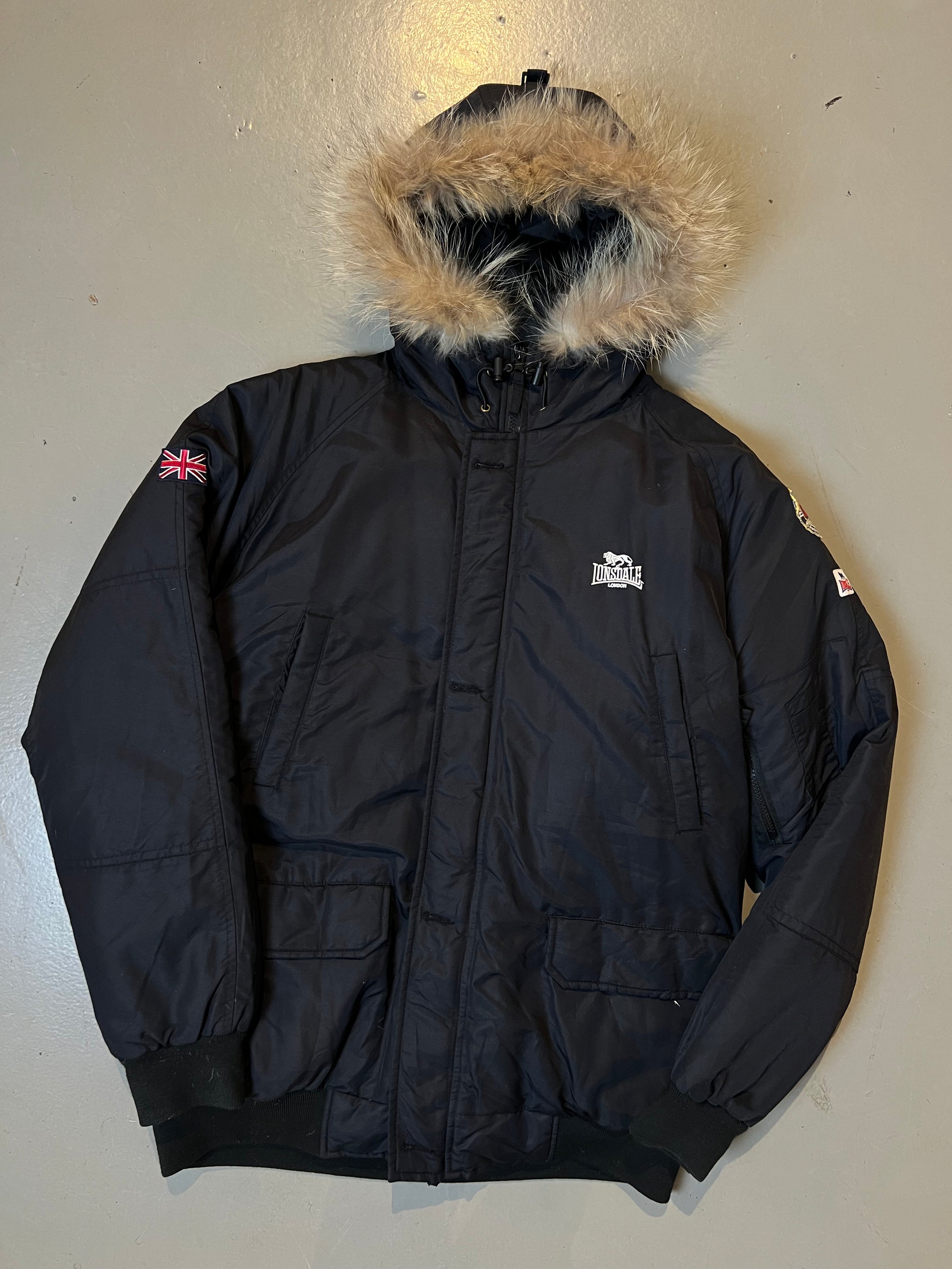 Vintage Black Lonsdale Winter Jacket L/XL