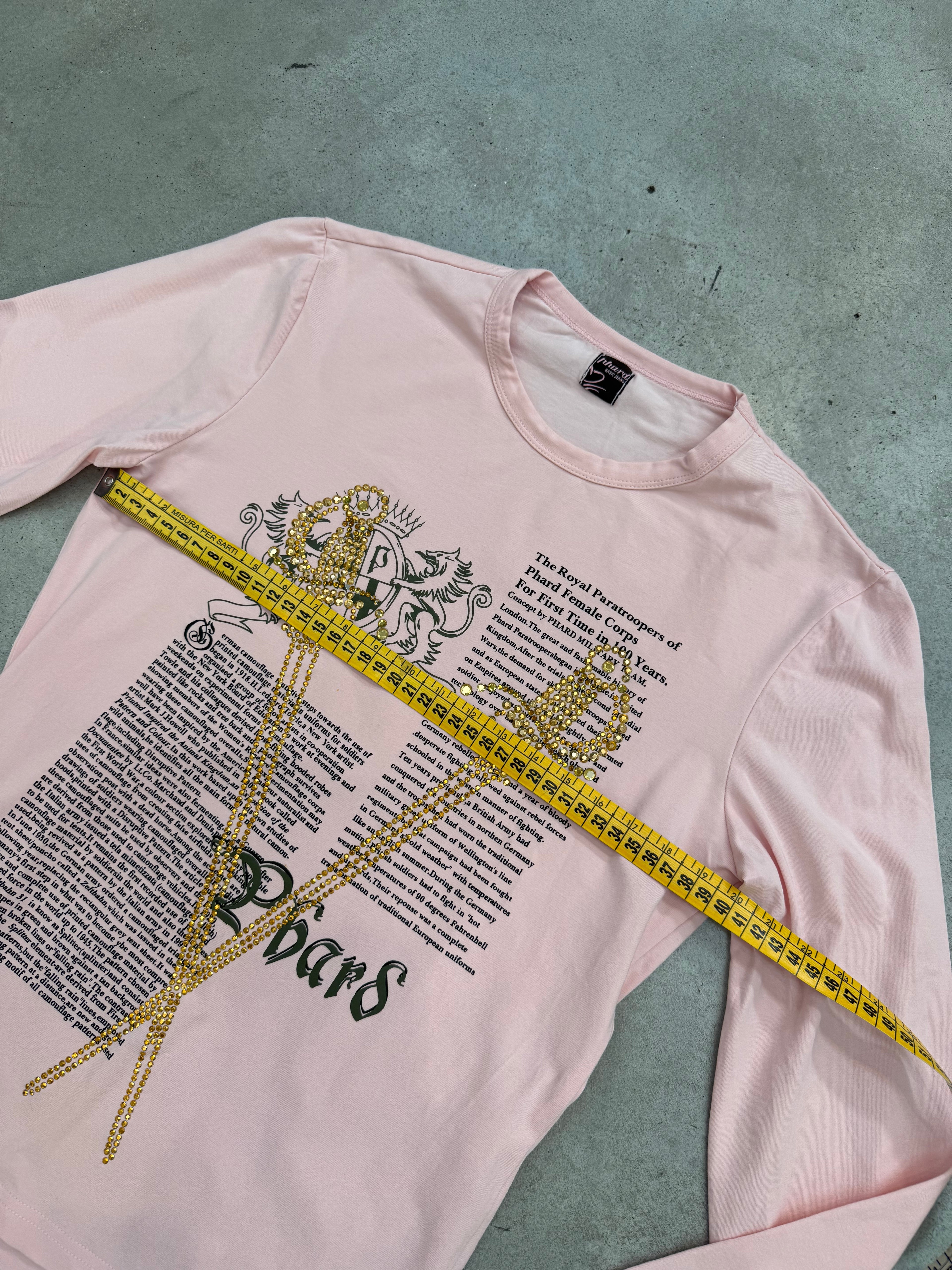 Vintage Phard Pink Lettering Printed Longsleeve für Damen. Y2K Second Hand 2000s Fashion