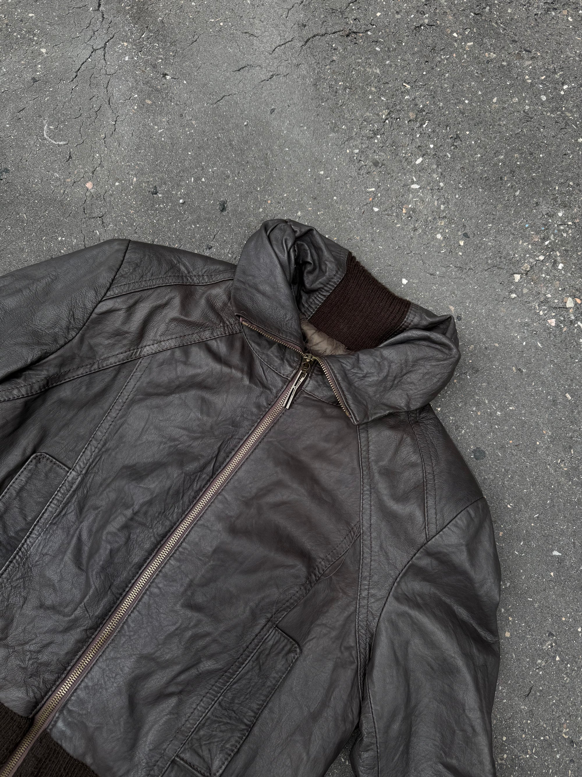 Vintage Brown Cropped Leather Jacket S