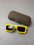Celine Yellow Rectangle Sunglasses. Unisex. Y2K 2000s Fashion.
